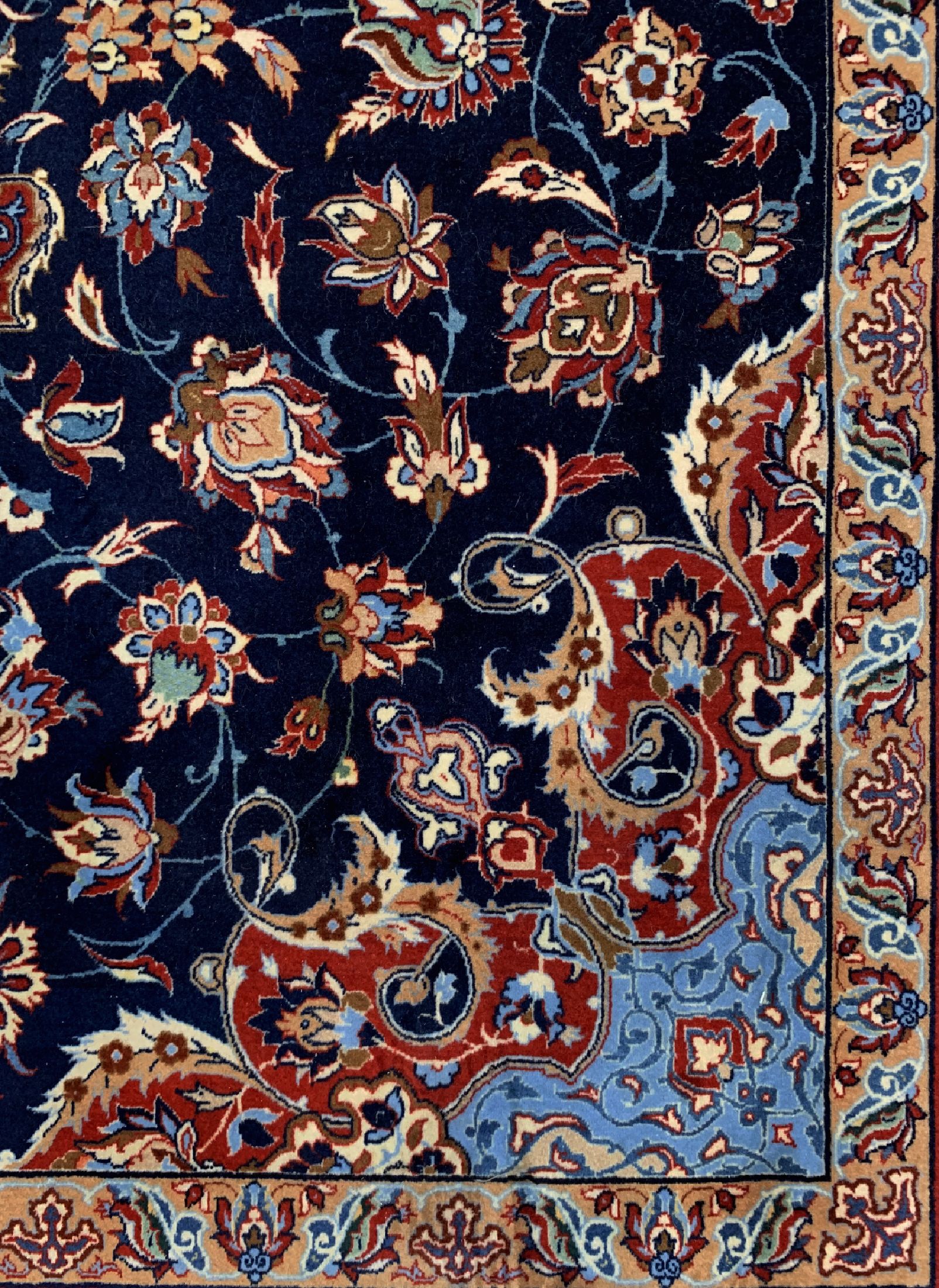 Detail a: Esfahan"Seyrafian" fein, Persien, um 1950, Korkwolle auf Seide, ca. 163 x 105 cm, ca. 1,2Mio. Kn/qm, EHZ: 1, (Fransen fachmännisch ...