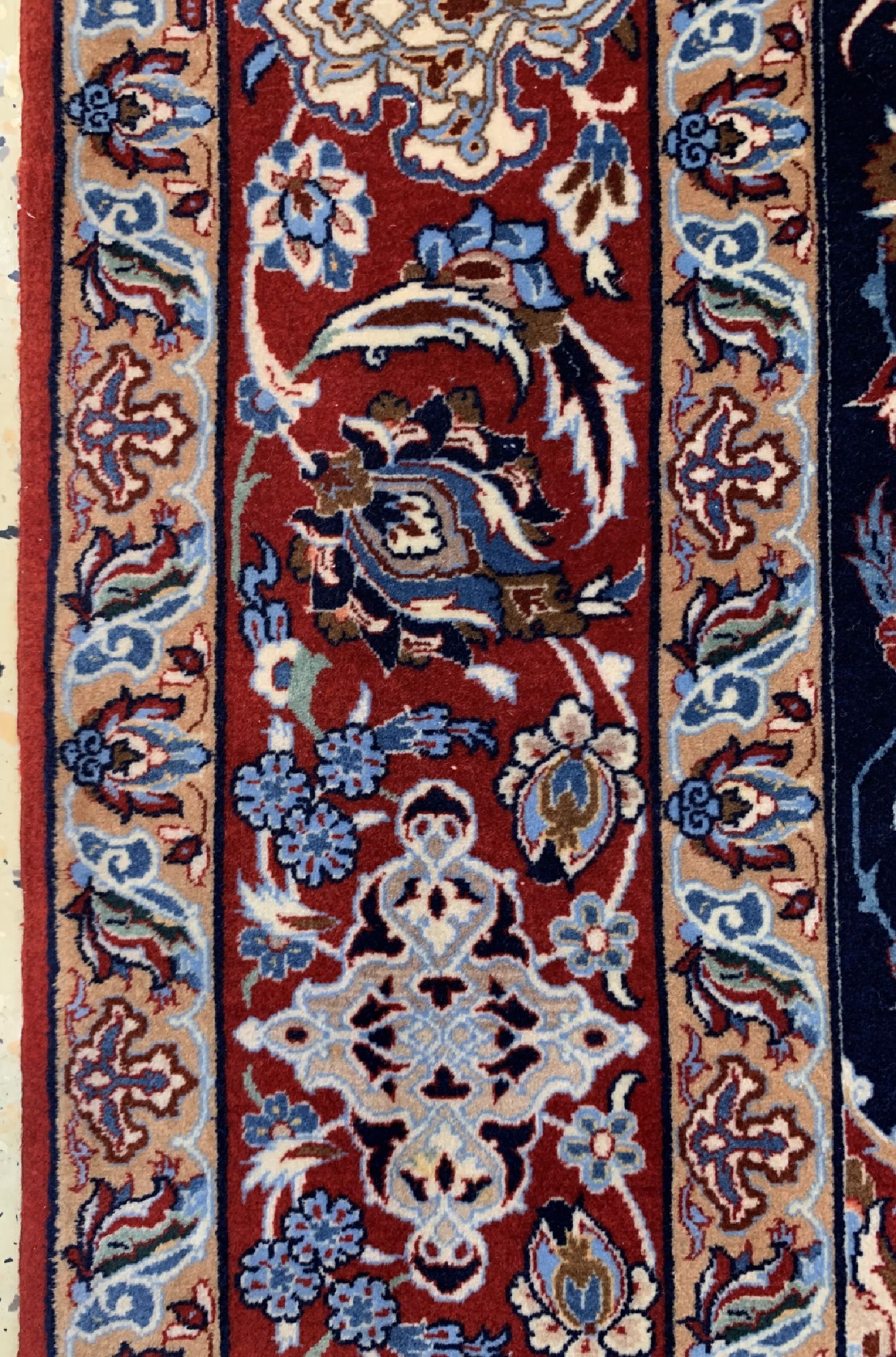 Detail c: Esfahan"Seyrafian" fein, Persien, um 1950, Korkwolle auf Seide, ca. 163 x 105 cm, ca. 1,2Mio. Kn/qm, EHZ: 1, (Fransen fachmännisch ...