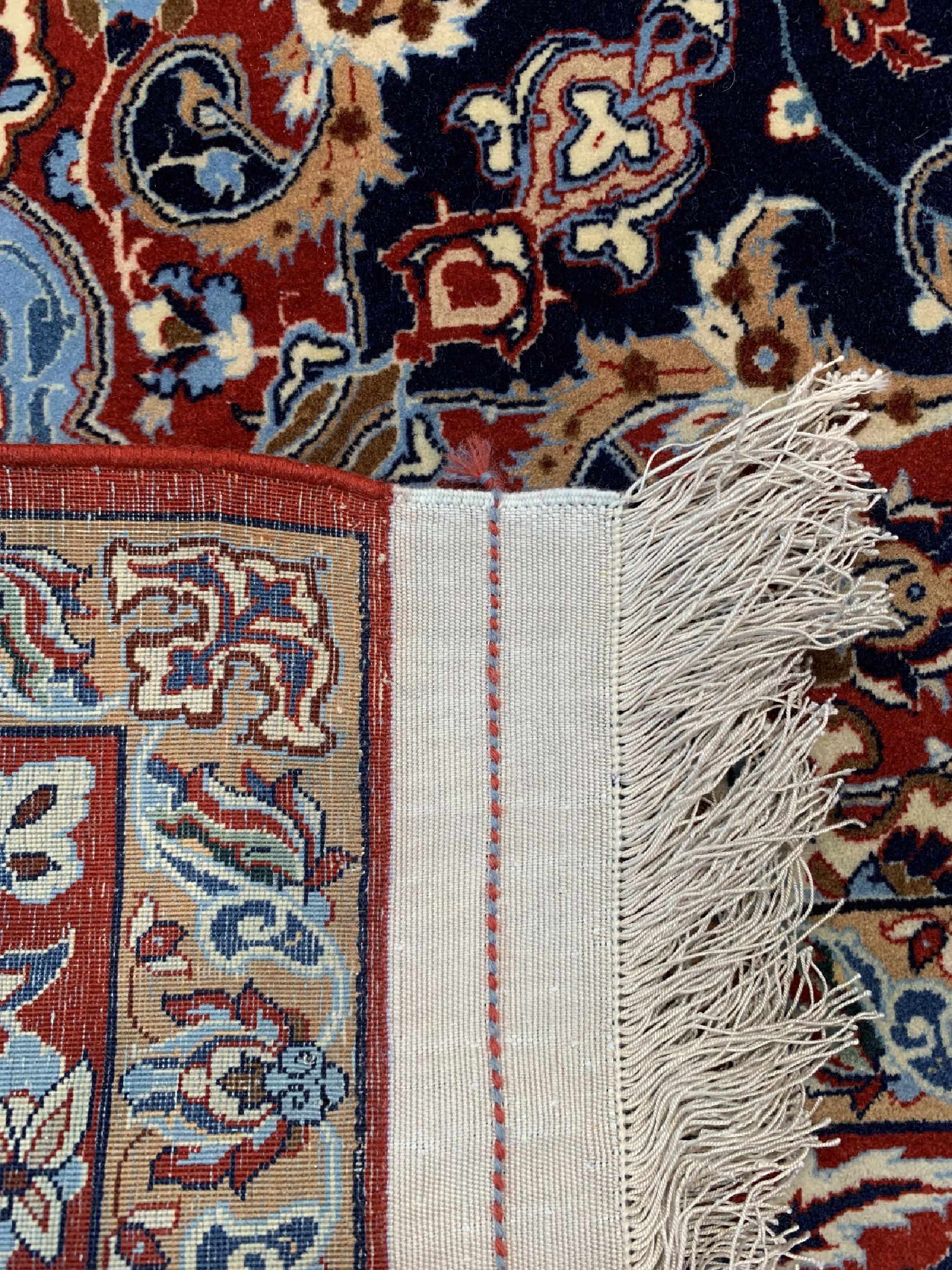 Detail f: Esfahan"Seyrafian" fein, Persien, um 1950, Korkwolle auf Seide, ca. 163 x 105 cm, ca. 1,2Mio. Kn/qm, EHZ: 1, (Fransen fachmännisch ...
