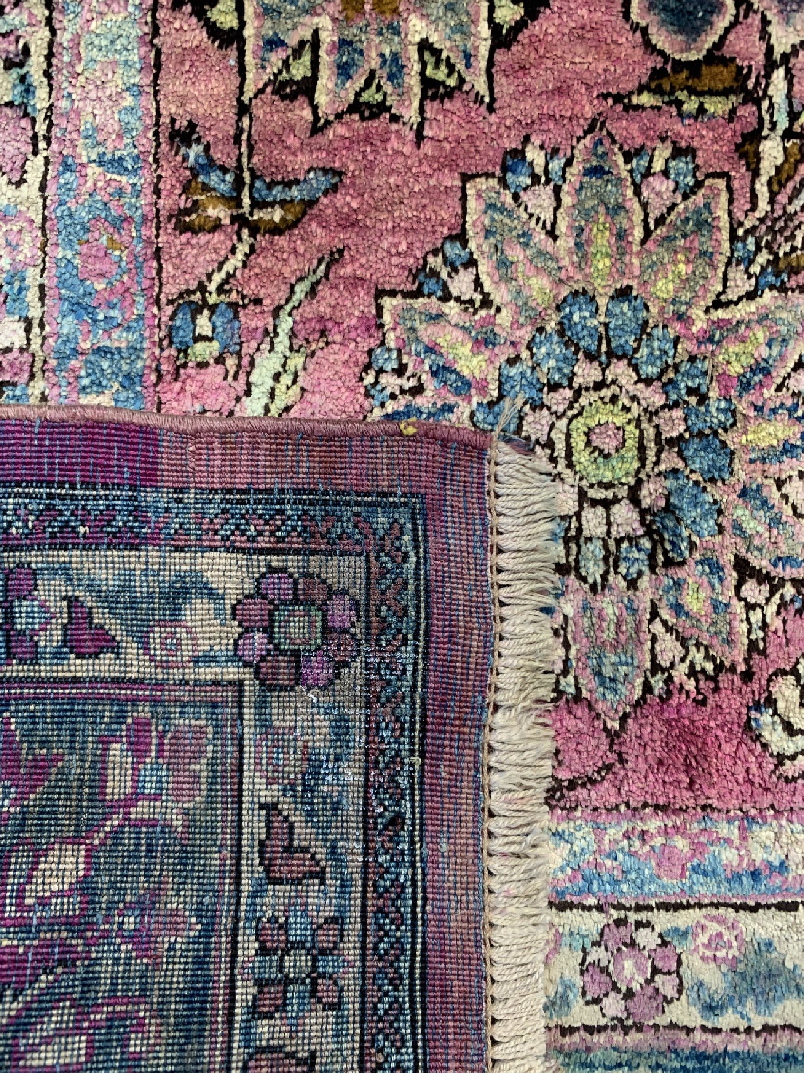 Detail d: Keschan"Mohtascham"Seide, Persien, um 1900,reine Naturseide, ca. 200 x 127 cm, gereinigt,EHZ: 1-2