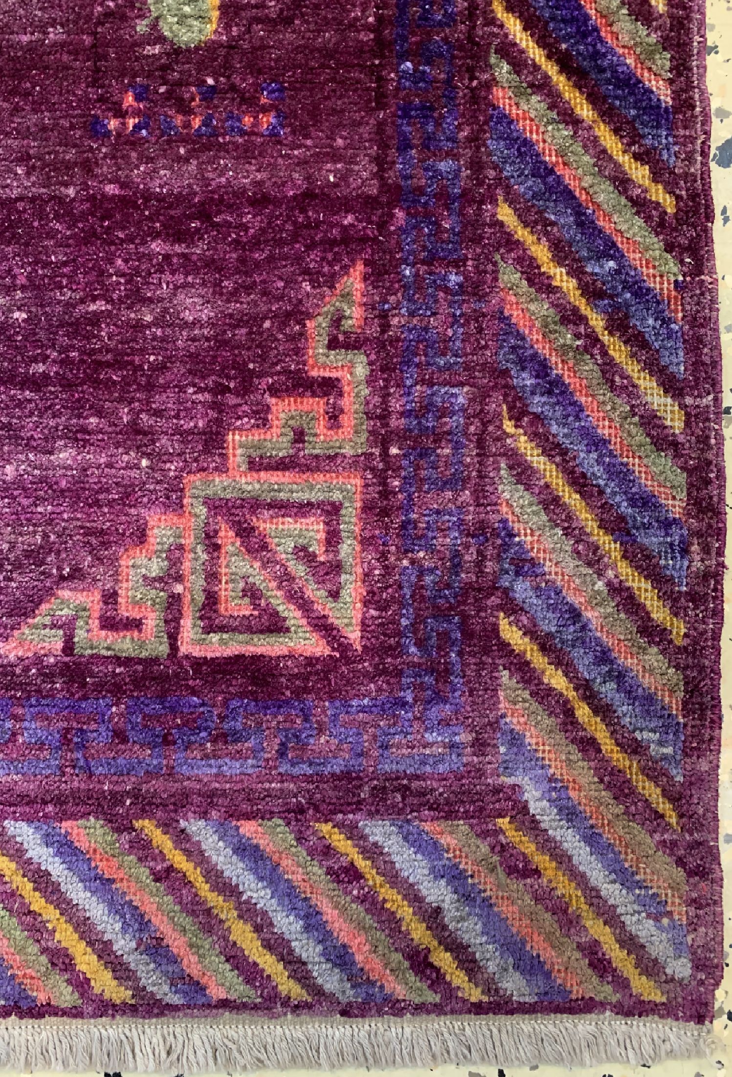 Detail a: Antiker Seiden Khotan, Turkestan, 19.Jhd, Seide auf Baumwolle, ca. 86 x 86 cm, EHZ: 2-3,oxidiert