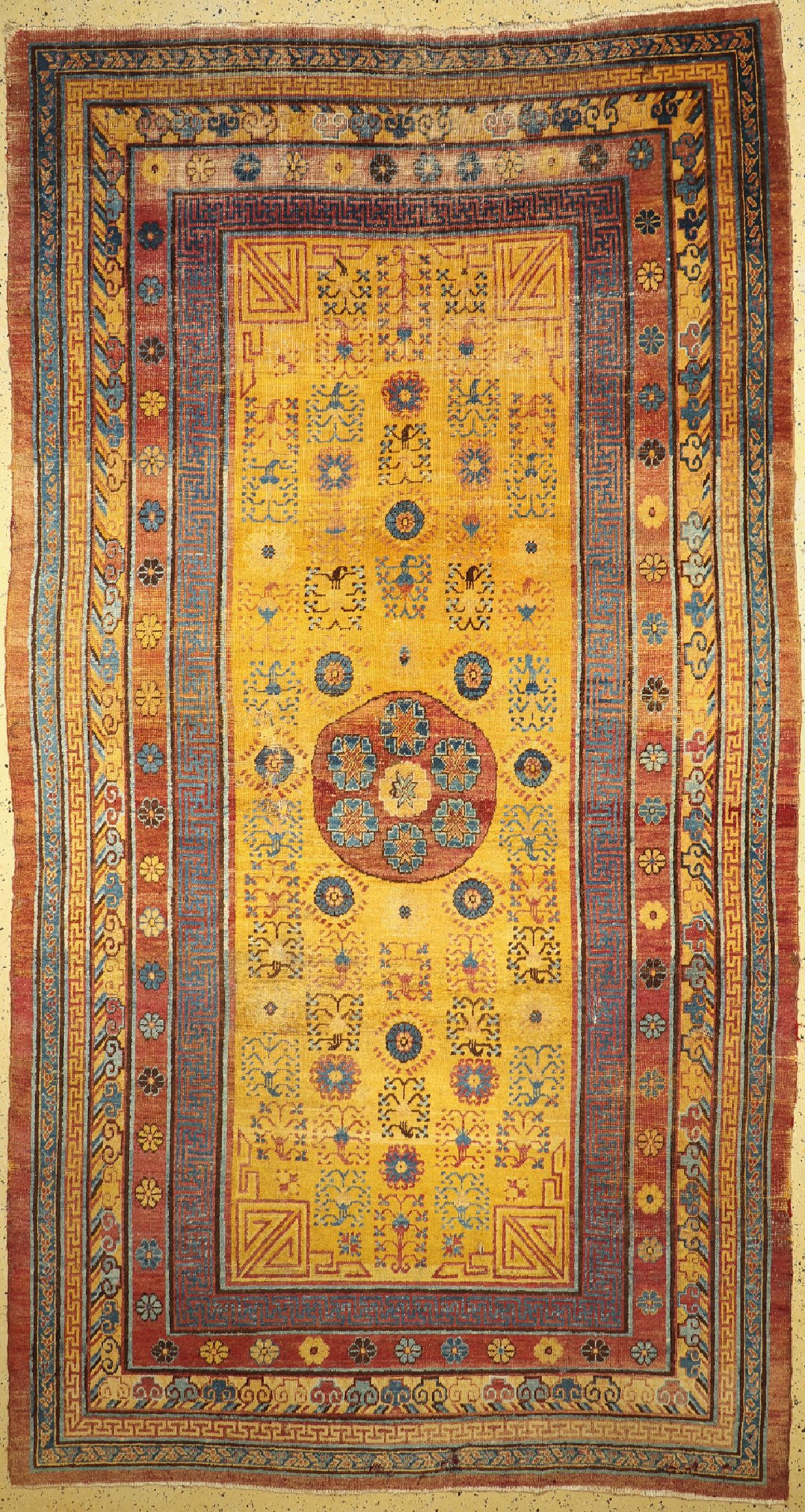 Antiker Khotan, Turkestan, Anfang 19.Jhd, Wolle auf Baumwolle, ca. 347 x 210 cm, EHZ: 4