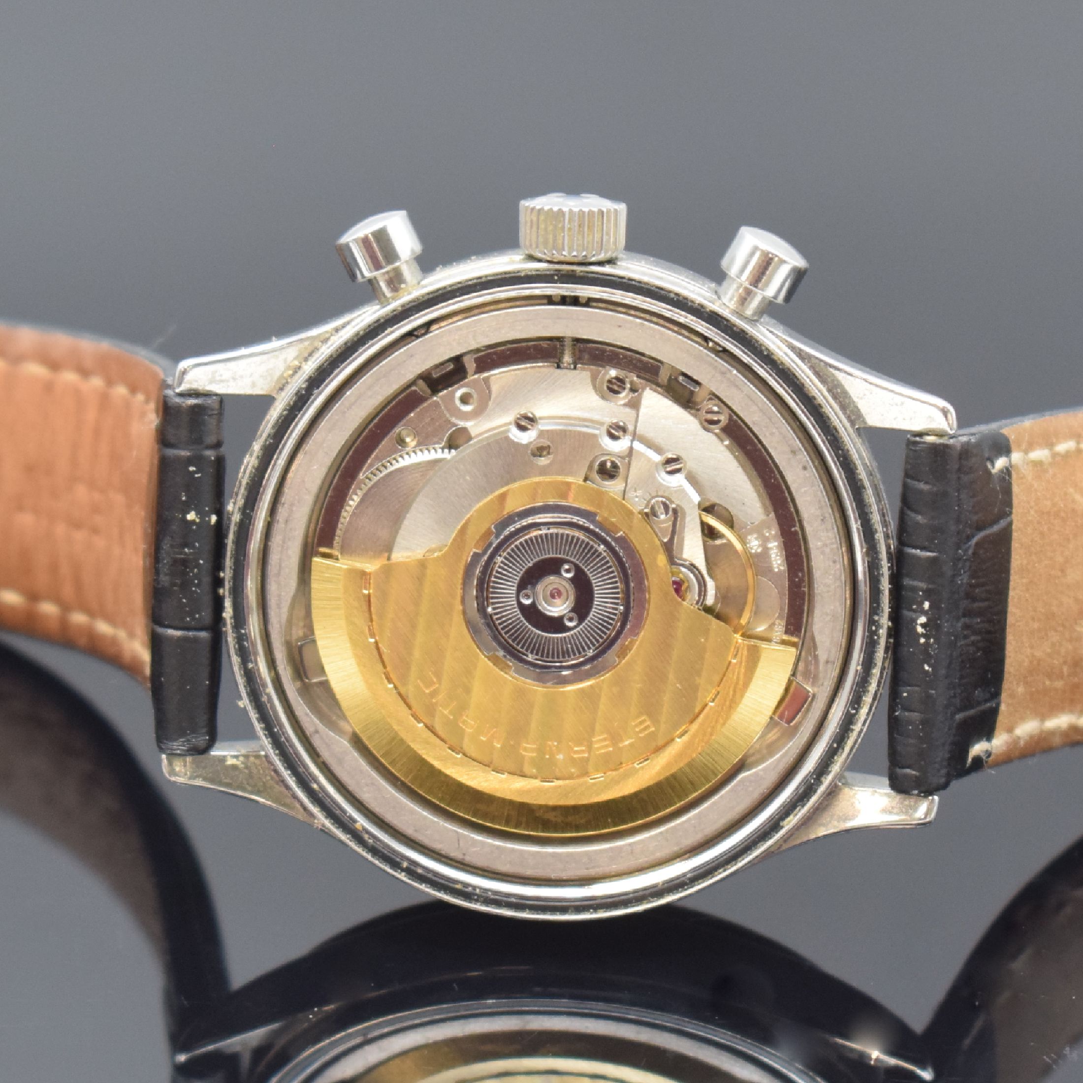 Detail d: ETERNA Armbandchronograph Cambridge Airforce Pulsometer Referenz 8508.41, Automatik, Schweiz um 2005, Edelstahlgeh., Boden verschr., 2-farb. vers. ...
