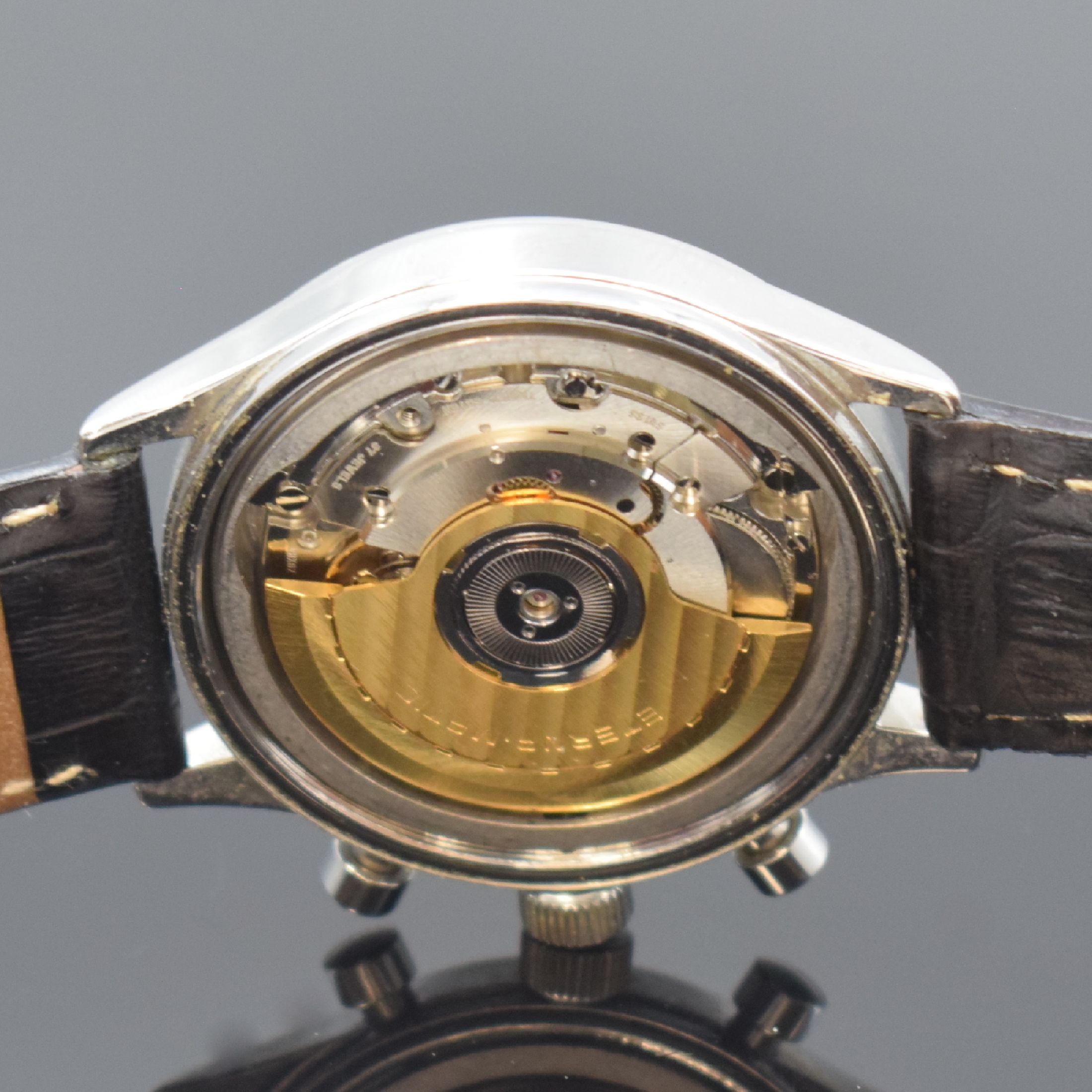 Detail e: ETERNA Armbandchronograph Cambridge Airforce Pulsometer Referenz 8508.41, Automatik, Schweiz um 2005, Edelstahlgeh., Boden verschr., 2-farb. vers. ...