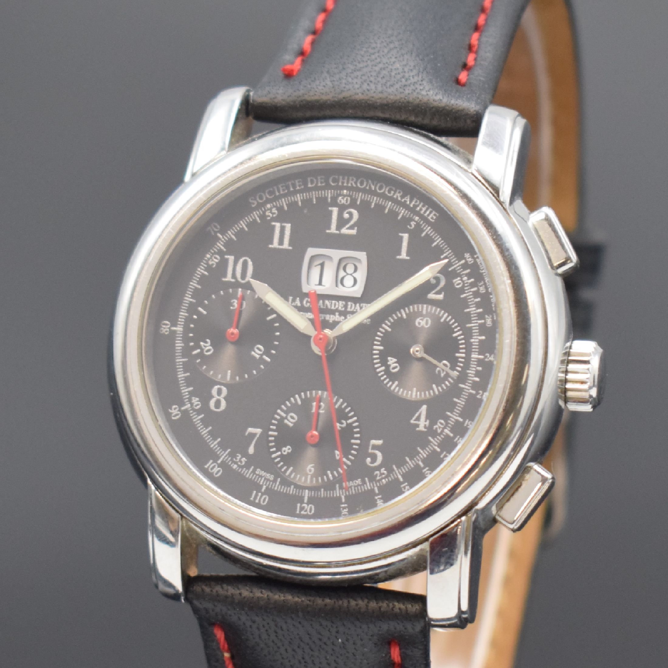 Detail a: CHRONOGRAPHE SUISSE Armbandchronograph Modell Grande Date, Automatik, Schweiz um 2002, auf 2000 Stück limitiertes Sondermodell in Edelstahl, neutr. ...