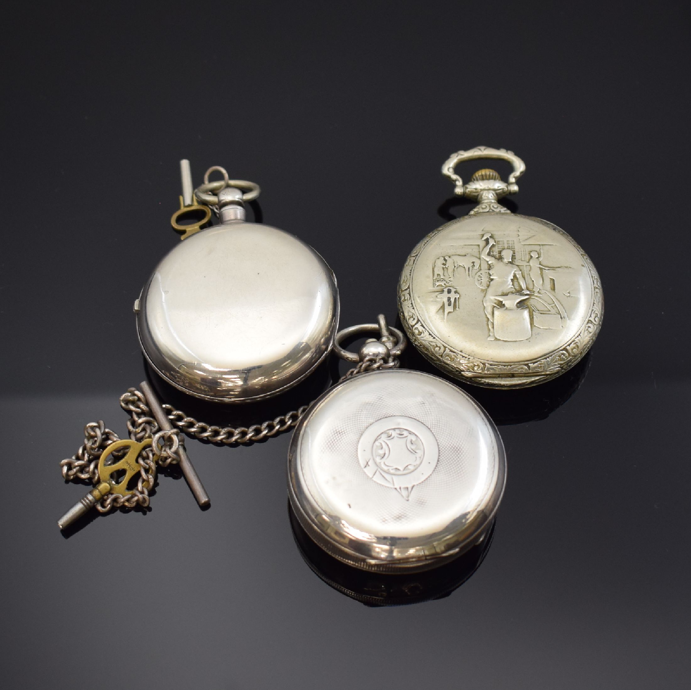 Detail a: GEO. SHEPHERD schwere, englische Taschenuhr und 2 weitere Taschenuhren, England/Schweiz ca. 1890 - 1910, Schlüssel- / Kronenaufzug, 1.) Shepherd, ...