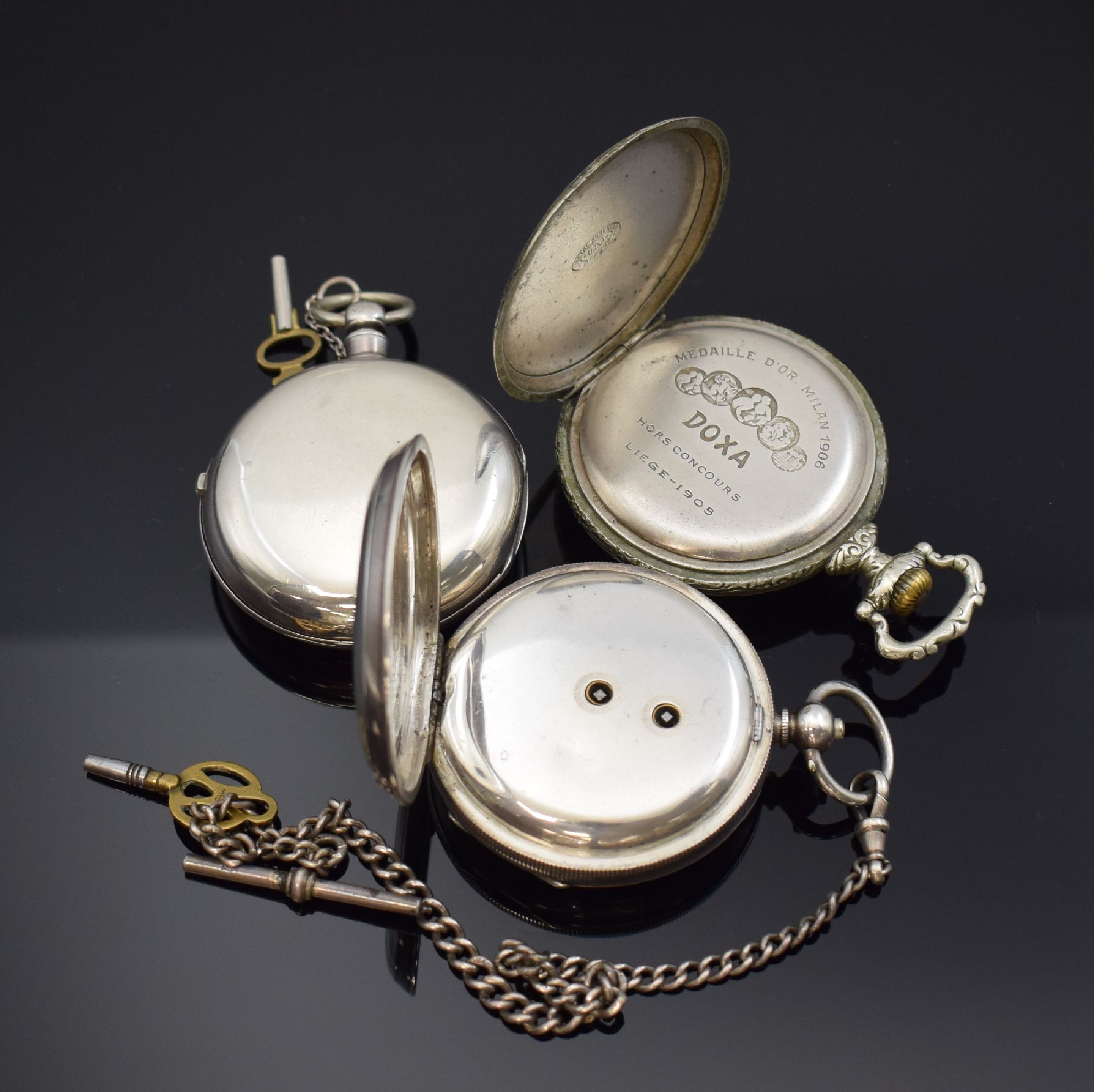 Detail b: GEO. SHEPHERD schwere, englische Taschenuhr und 2 weitere Taschenuhren, England/Schweiz ca. 1890 - 1910, Schlüssel- / Kronenaufzug, 1.) Shepherd, ...