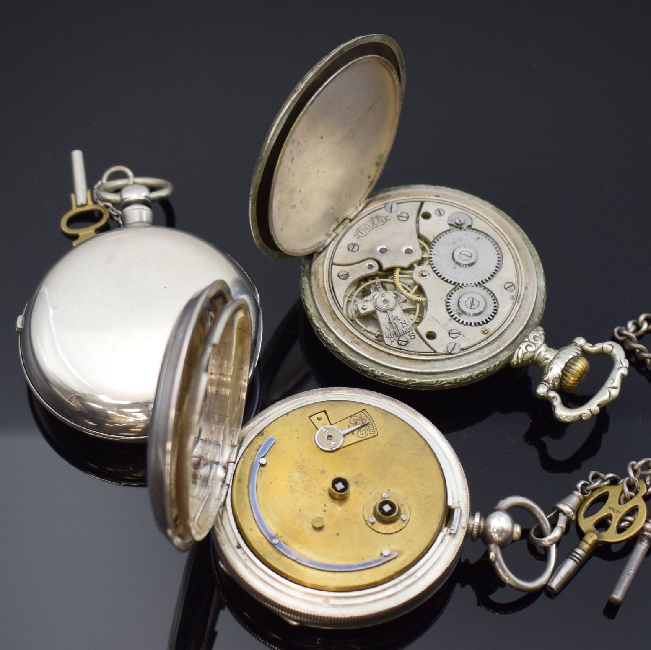 Detail c: GEO. SHEPHERD schwere, englische Taschenuhr und 2 weitere Taschenuhren, England/Schweiz ca. 1890 - 1910, Schlüssel- / Kronenaufzug, 1.) Shepherd, ...