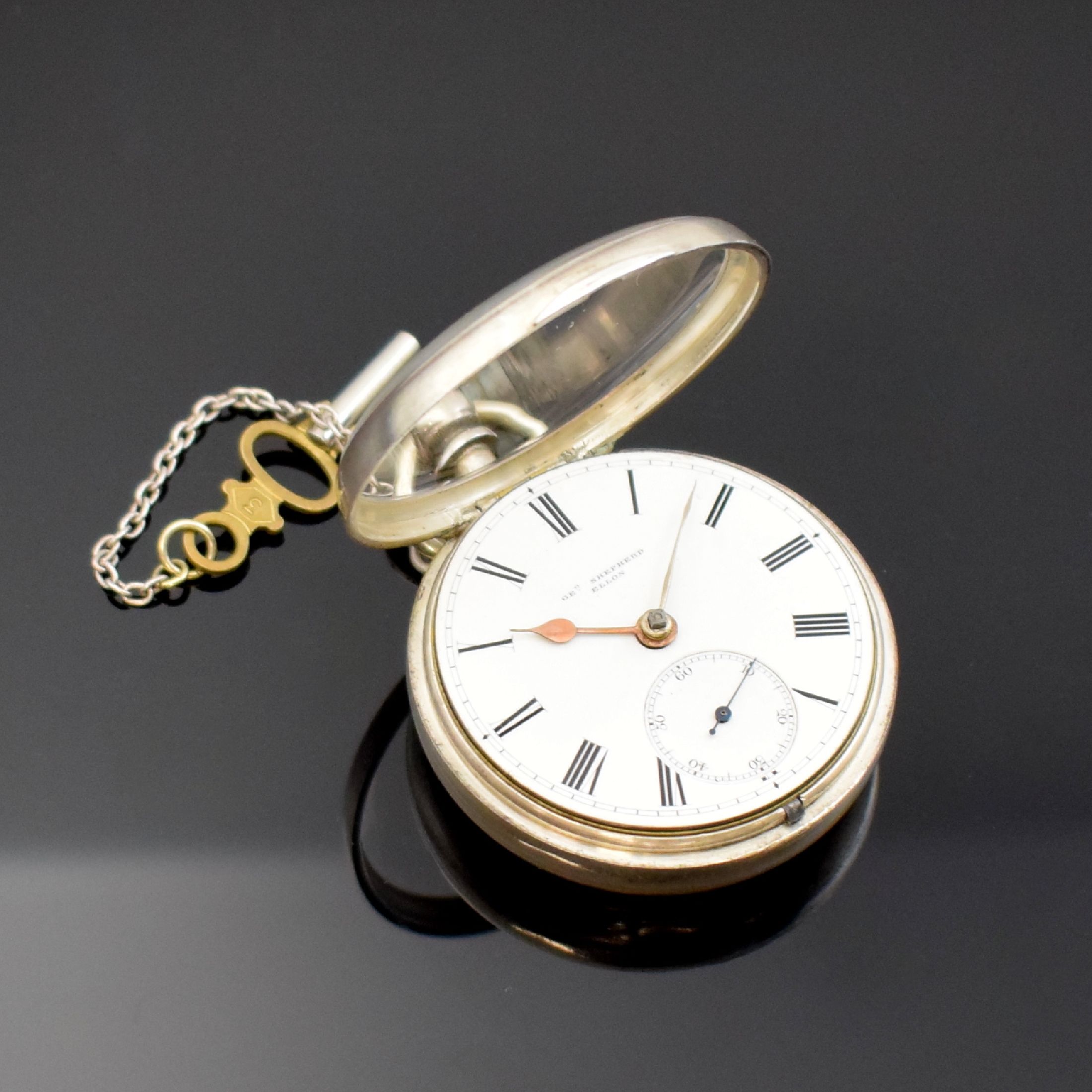 Detail f: GEO. SHEPHERD schwere, englische Taschenuhr und 2 weitere Taschenuhren, England/Schweiz ca. 1890 - 1910, Schlüssel- / Kronenaufzug, 1.) Shepherd, ...