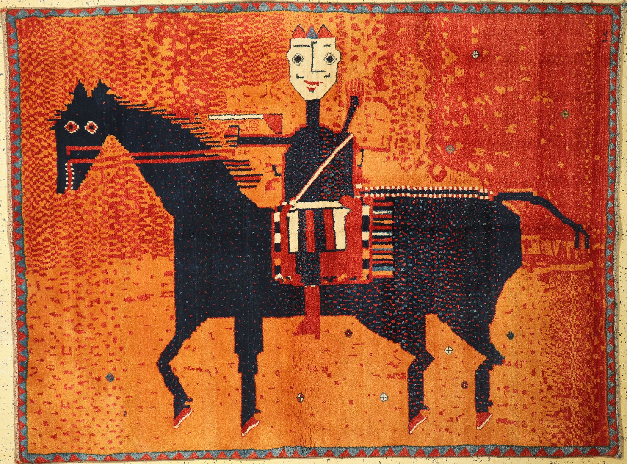 Gabbeh alt, Persien, ca. 60 Jahre, Wolle auf Wolle, ca. 233 x 175 cm, EHZ: 2