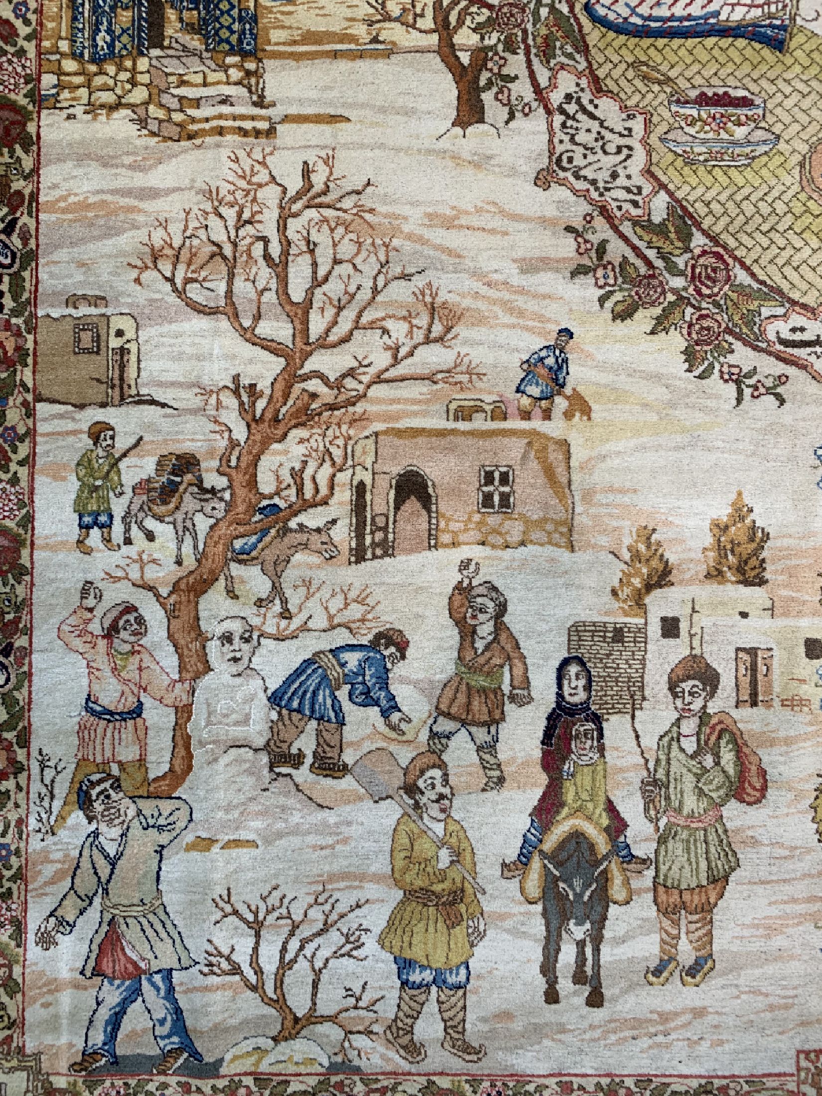 Detail b: Seltener feiner Täbriz" Vier Jahreszeiten" Persien, um 1940,Korkwolle auf Baumwolle, ca. 390 x 290 cm, EHZ : 1-2. Abbildung der ...