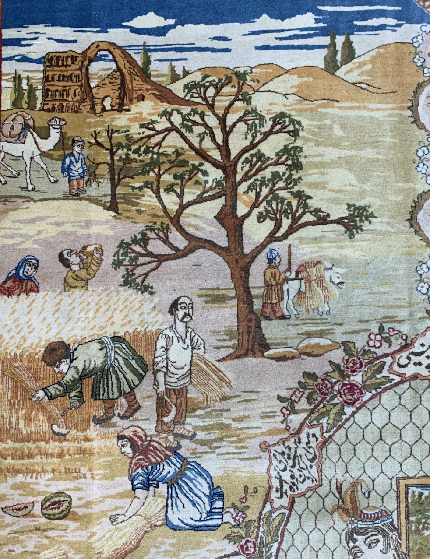 Detail c: Seltener feiner Täbriz" Vier Jahreszeiten" Persien, um 1940,Korkwolle auf Baumwolle, ca. 390 x 290 cm, EHZ : 1-2. Abbildung der ...