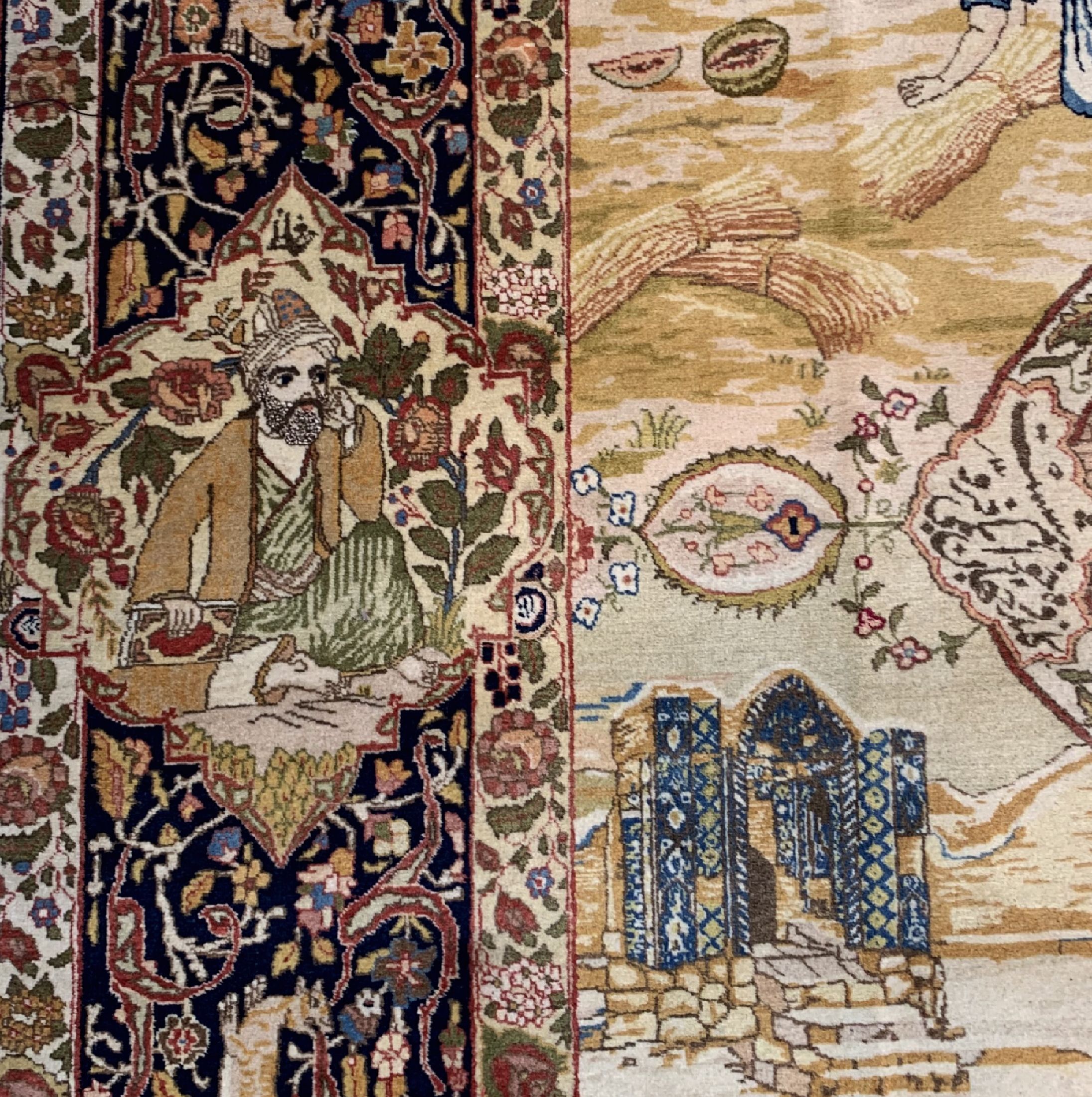 Detail f: Seltener feiner Täbriz" Vier Jahreszeiten" Persien, um 1940,Korkwolle auf Baumwolle, ca. 390 x 290 cm, EHZ : 1-2. Abbildung der ...