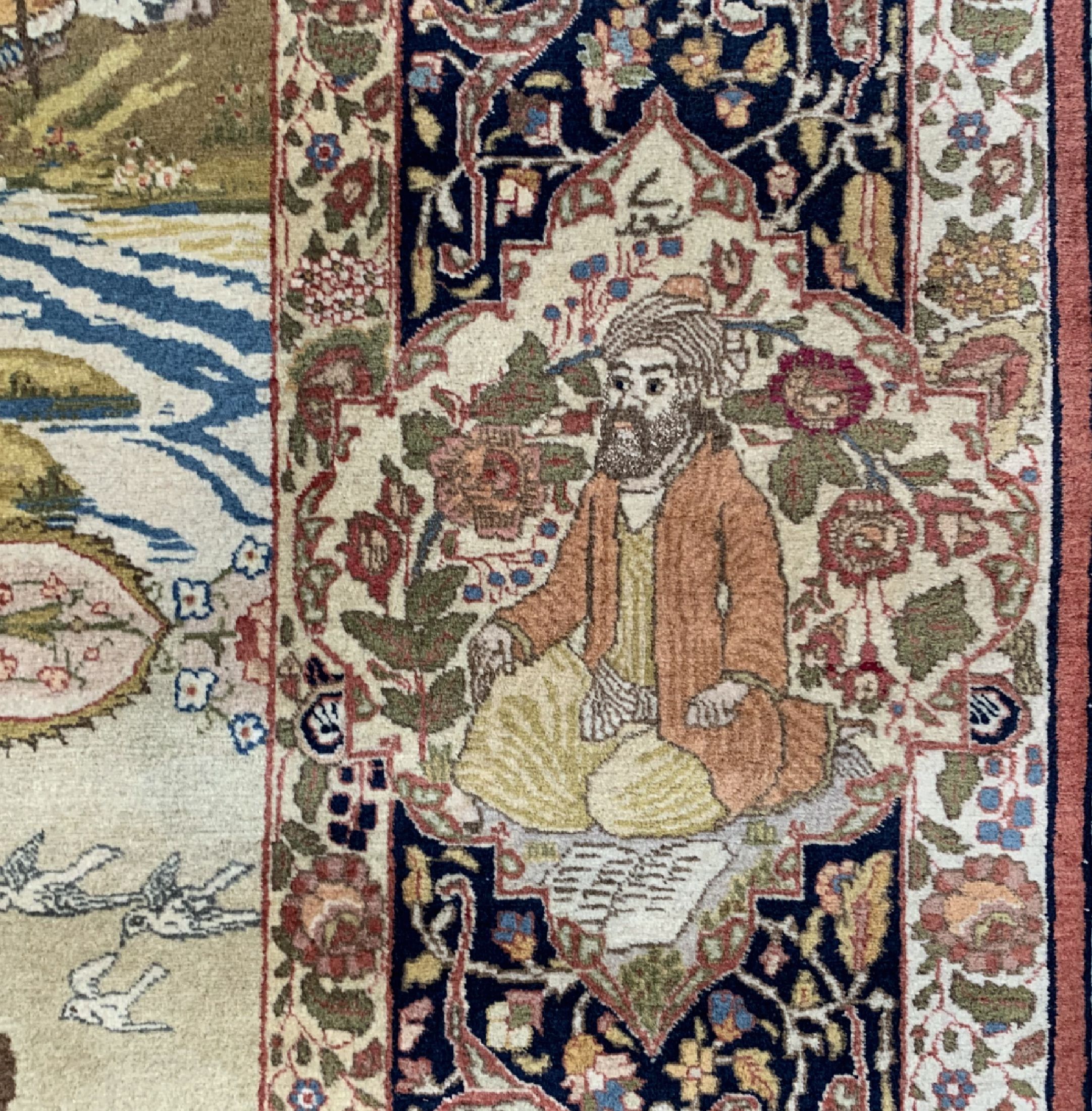 Detail g: Seltener feiner Täbriz" Vier Jahreszeiten" Persien, um 1940,Korkwolle auf Baumwolle, ca. 390 x 290 cm, EHZ : 1-2. Abbildung der ...