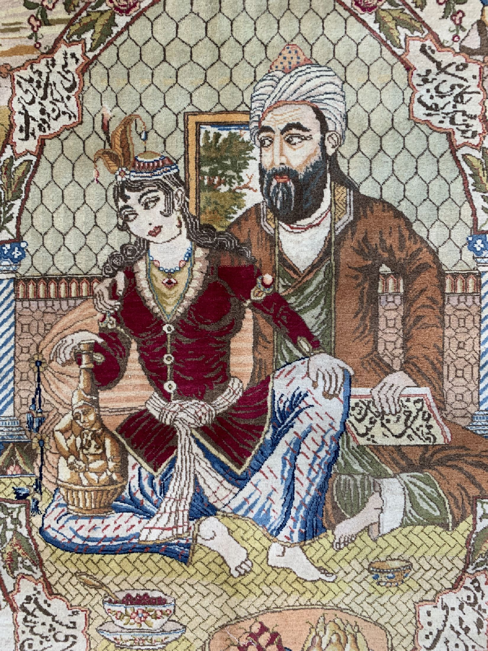 Detail h: Seltener feiner Täbriz" Vier Jahreszeiten" Persien, um 1940,Korkwolle auf Baumwolle, ca. 390 x 290 cm, EHZ : 1-2. Abbildung der ...
