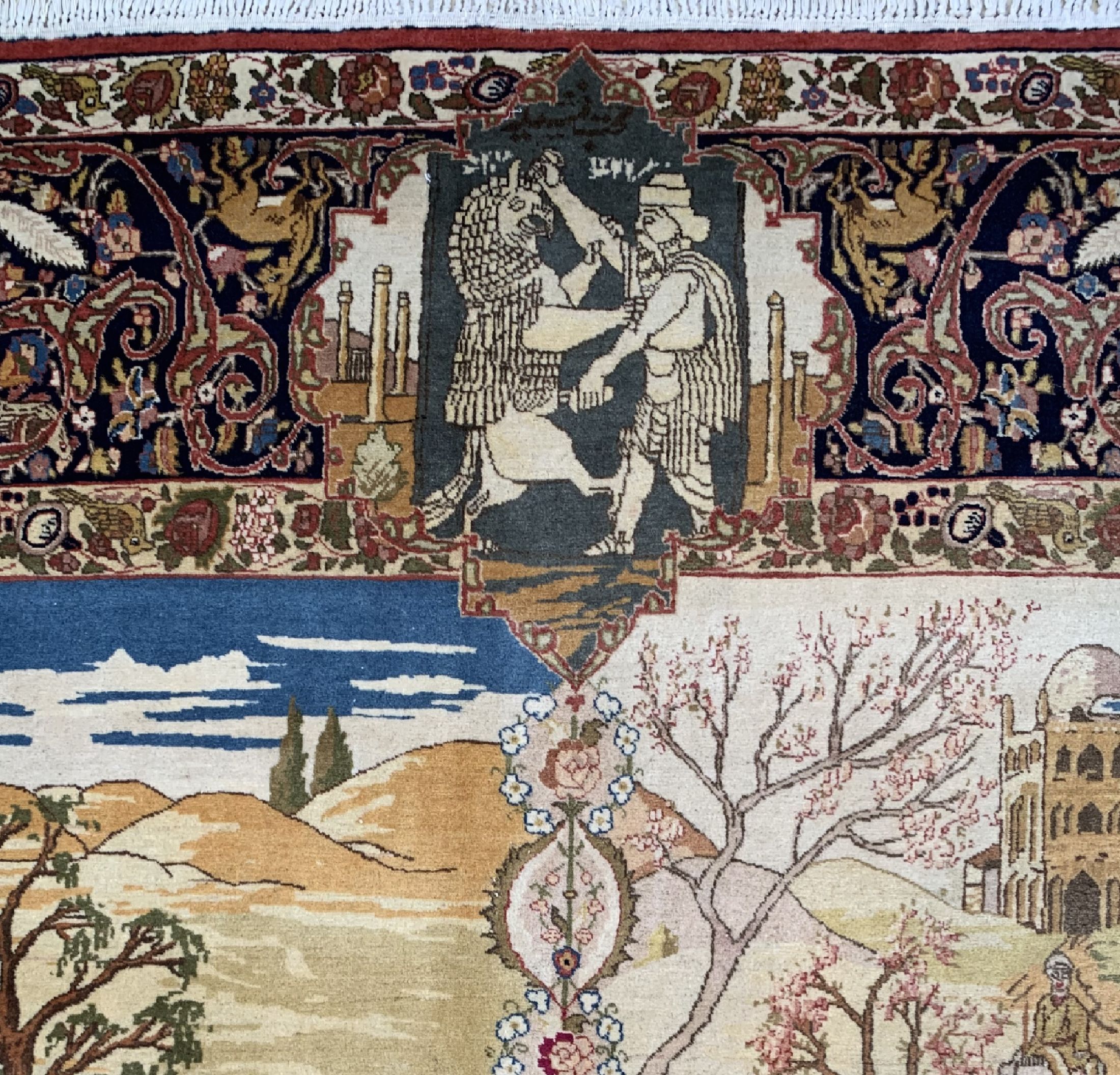 Detail i: Seltener feiner Täbriz" Vier Jahreszeiten" Persien, um 1940,Korkwolle auf Baumwolle, ca. 390 x 290 cm, EHZ : 1-2. Abbildung der ...