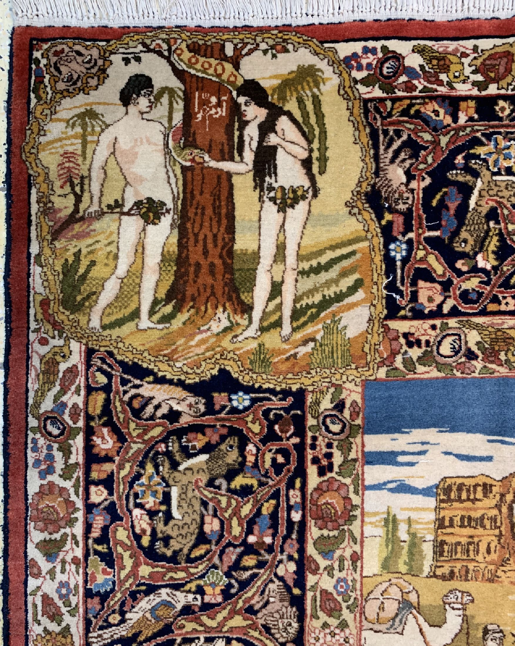 Detail k: Seltener feiner Täbriz" Vier Jahreszeiten" Persien, um 1940,Korkwolle auf Baumwolle, ca. 390 x 290 cm, EHZ : 1-2. Abbildung der ...