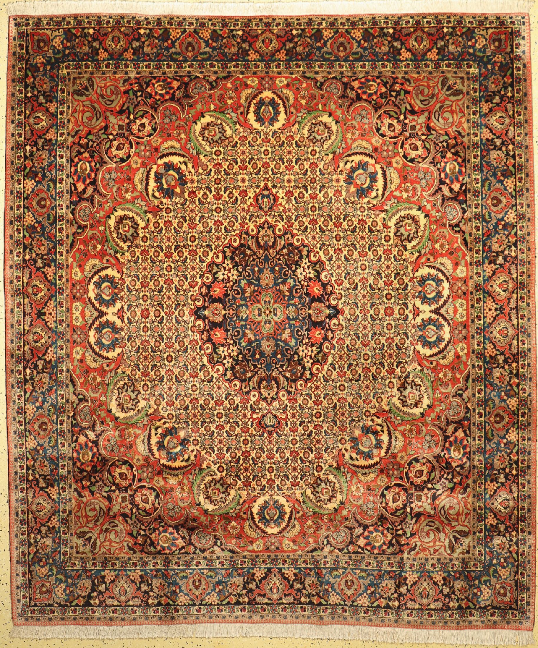 Bidjar fein, Persien, ca. 60 Jahre, Korkwolle auf Baumwolle, ca. 295 x 255 cm, EHZ: 2