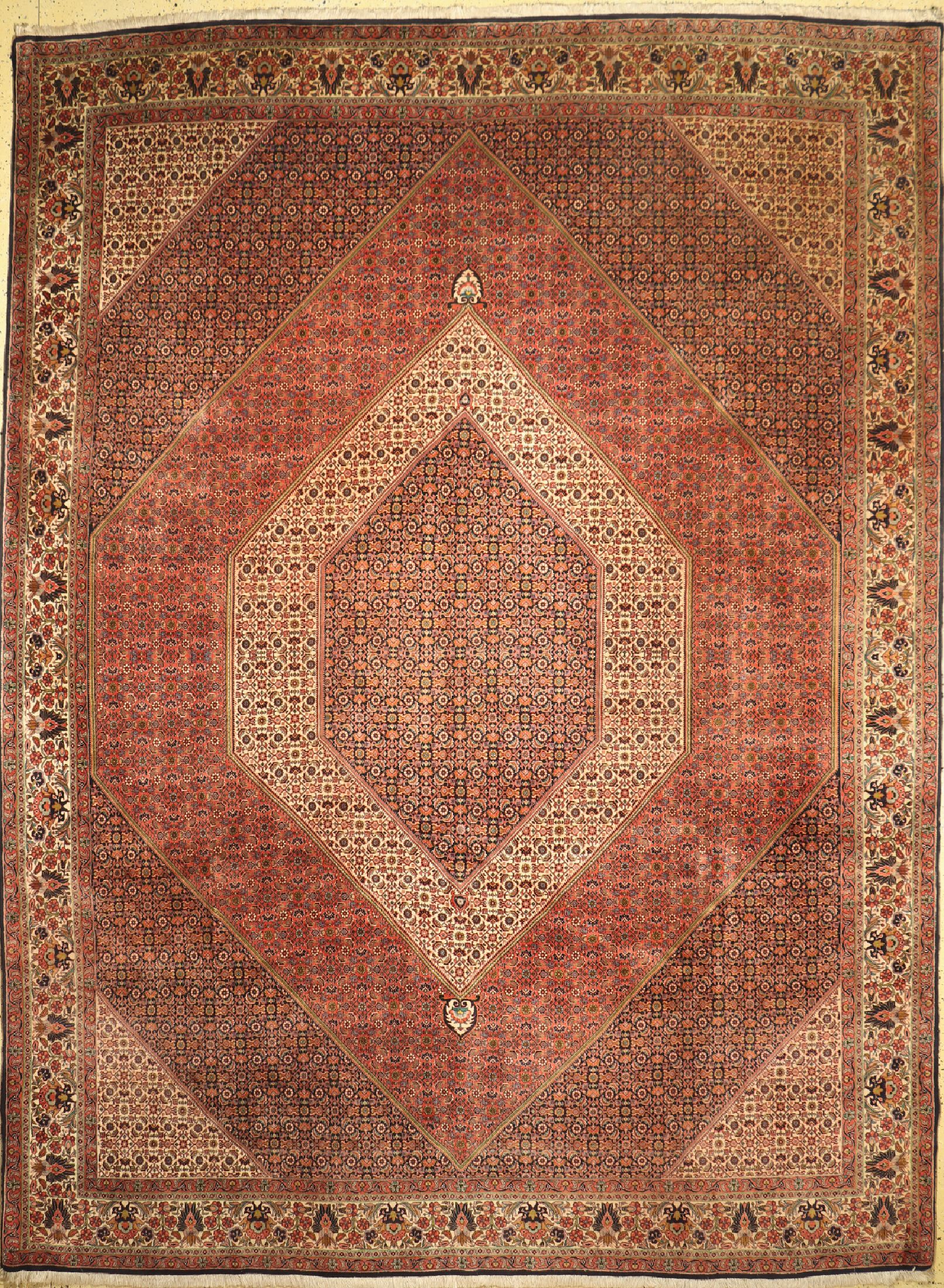 Bidjar fein, Persien, ca. 60 Jahre, Korkwolle auf Baumwolle, ca. 400 x 310 cm, EHZ: 2