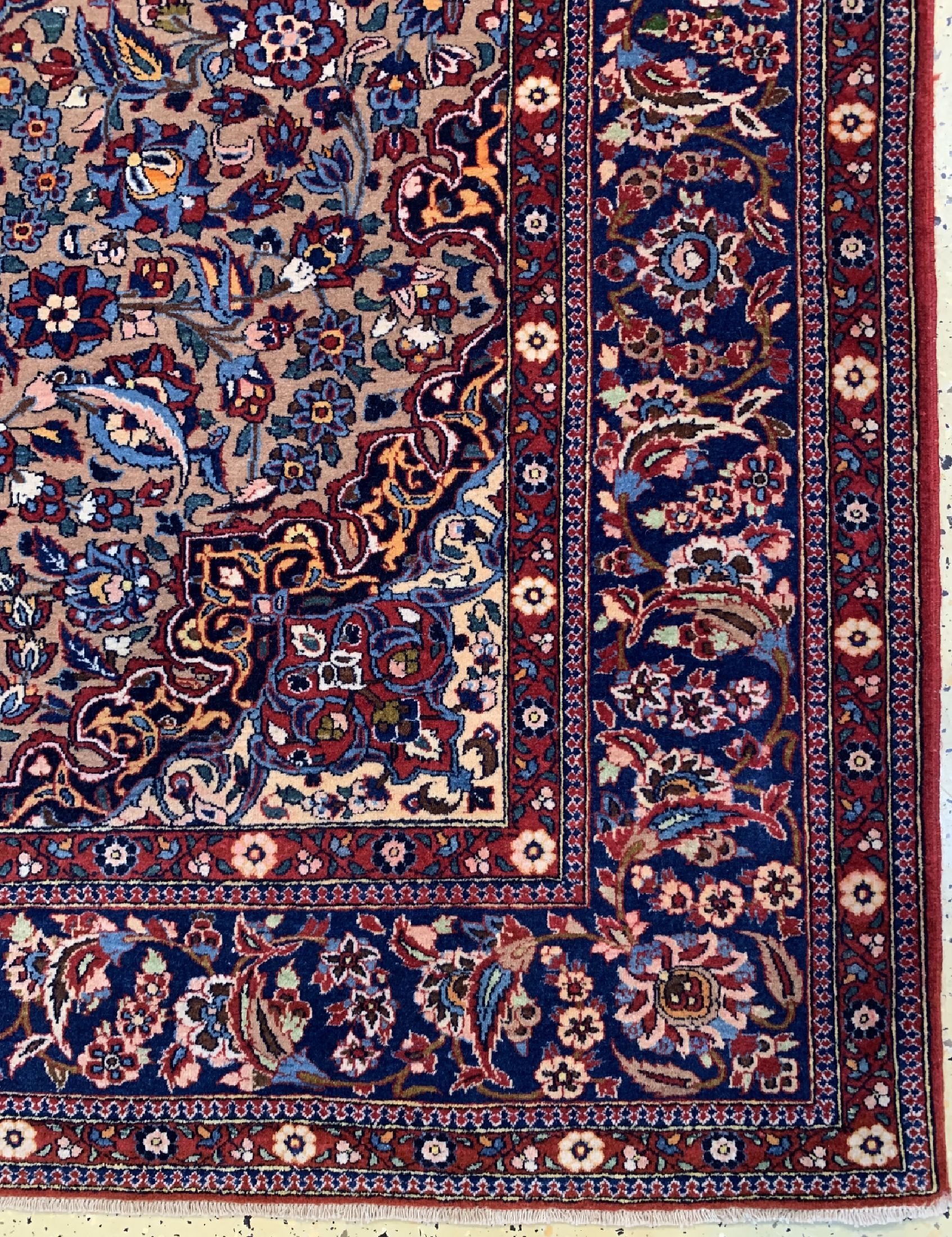 Detail a: Antiker Esfahan fein, Persien, um 1910, Korkwolle auf Baumwolle, ca. 220 x 147 cm, EHZ: 1-2.