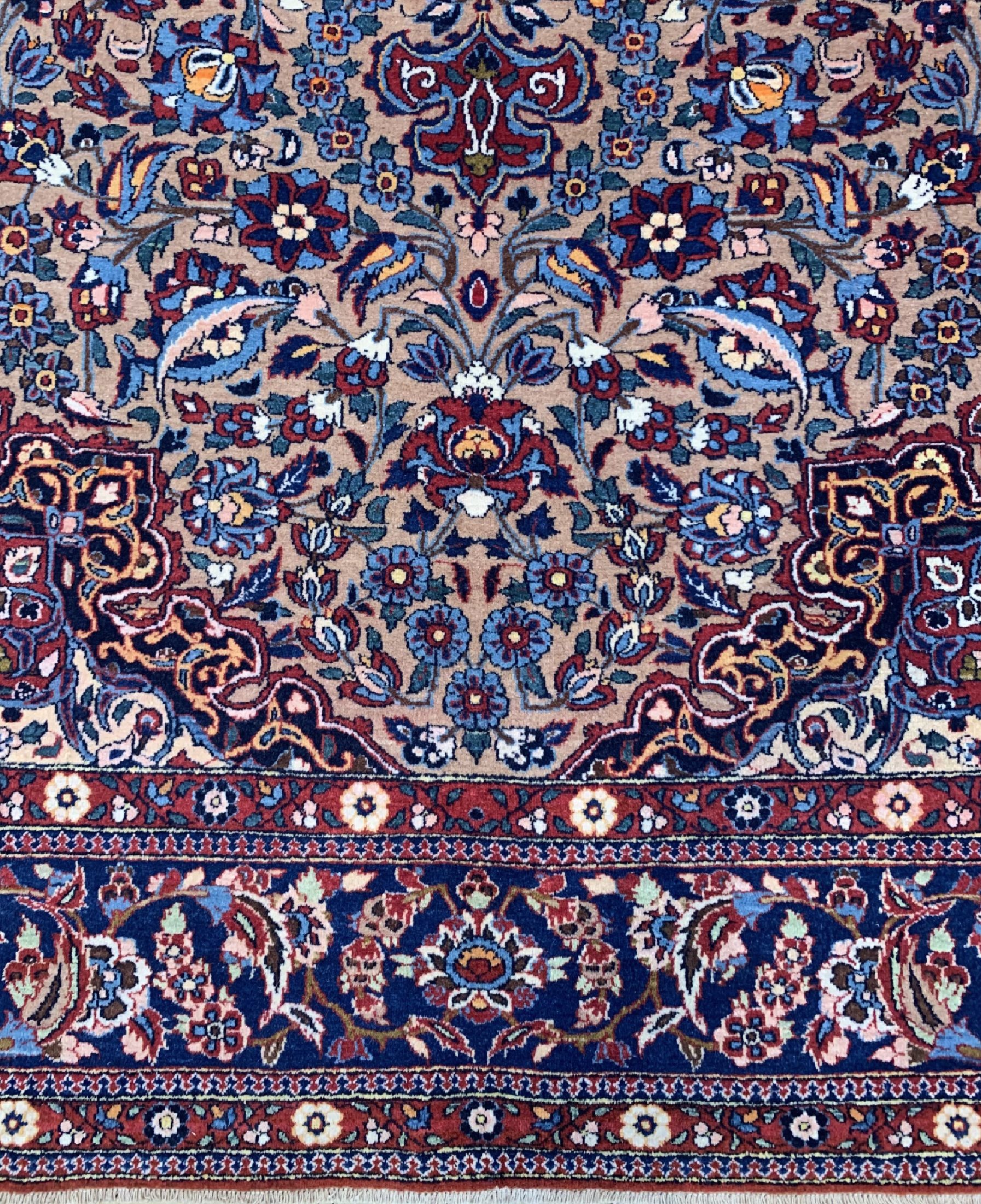 Detail b: Antiker Esfahan fein, Persien, um 1910, Korkwolle auf Baumwolle, ca. 220 x 147 cm, EHZ: 1-2.
