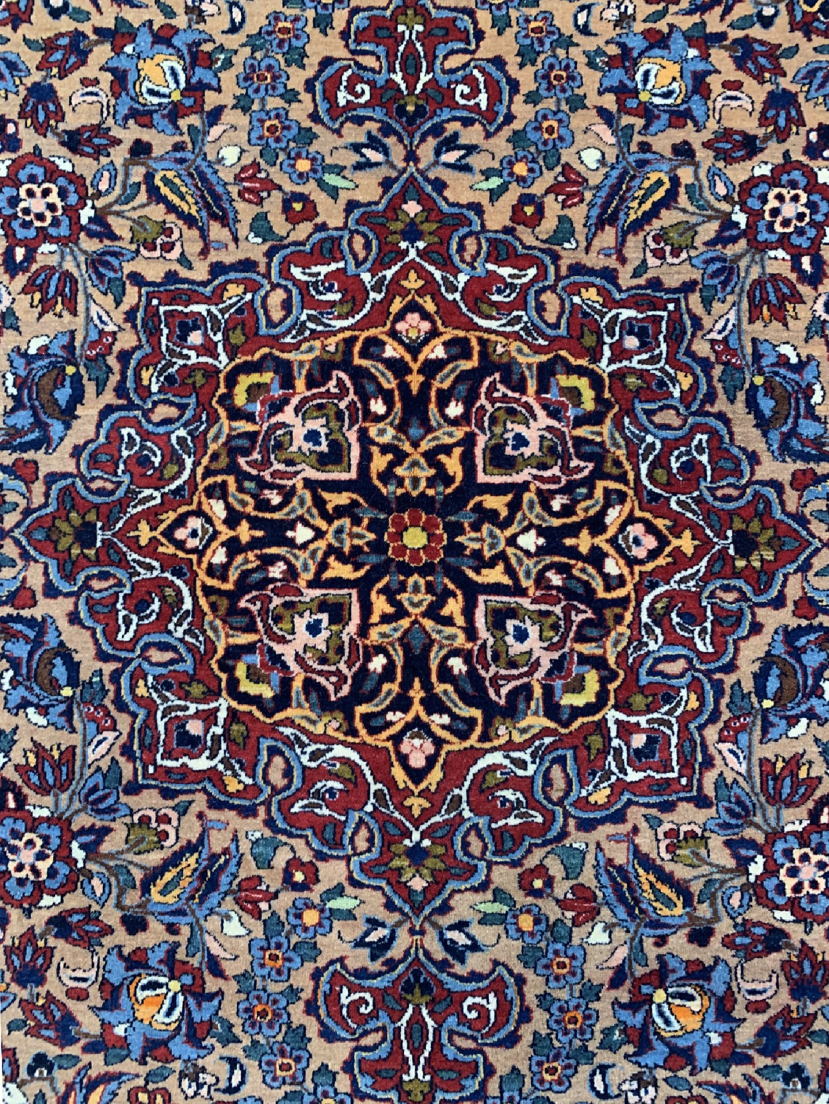 Detail c: Antiker Esfahan fein, Persien, um 1910, Korkwolle auf Baumwolle, ca. 220 x 147 cm, EHZ: 1-2.