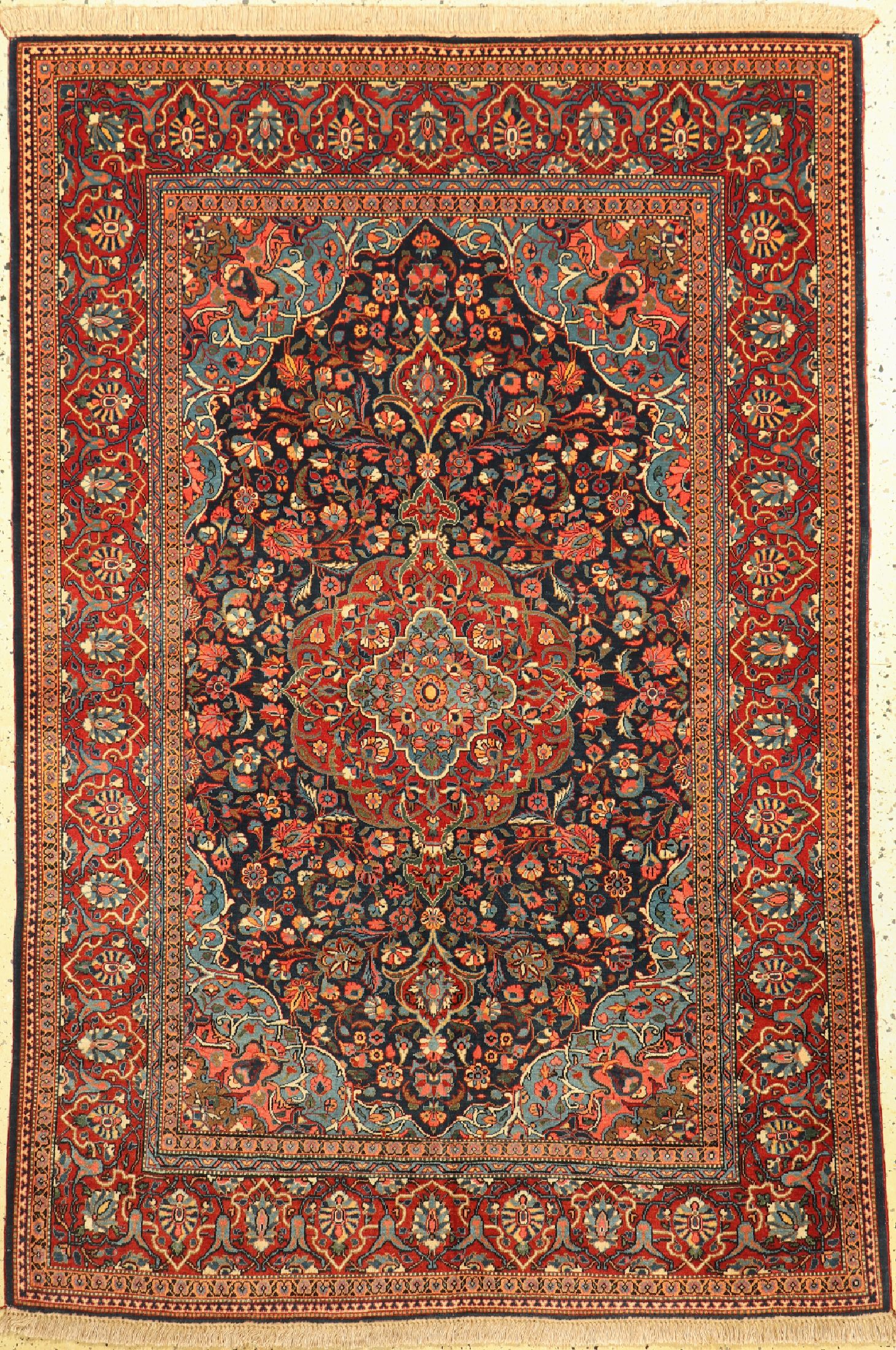 Antiker Ghaswin fein, Persien, um 1910/1920, Korkwolle auf Baumwolle, ca. 190 x 132 cm, EHZ: 2