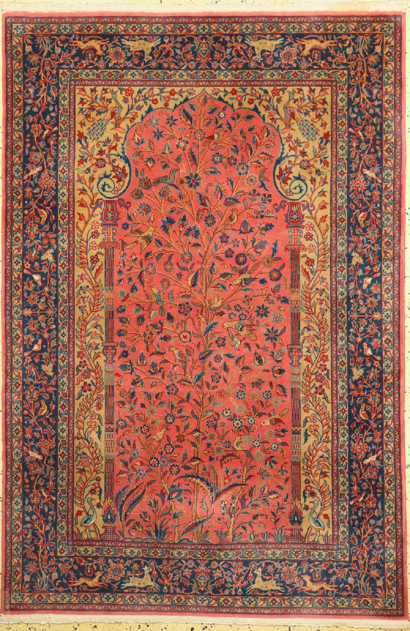 Keschan Kork fein, China, ca. 40 Jahre, Korkwolle mit Seide, ca. 187 x 127 cm, EHZ: 2