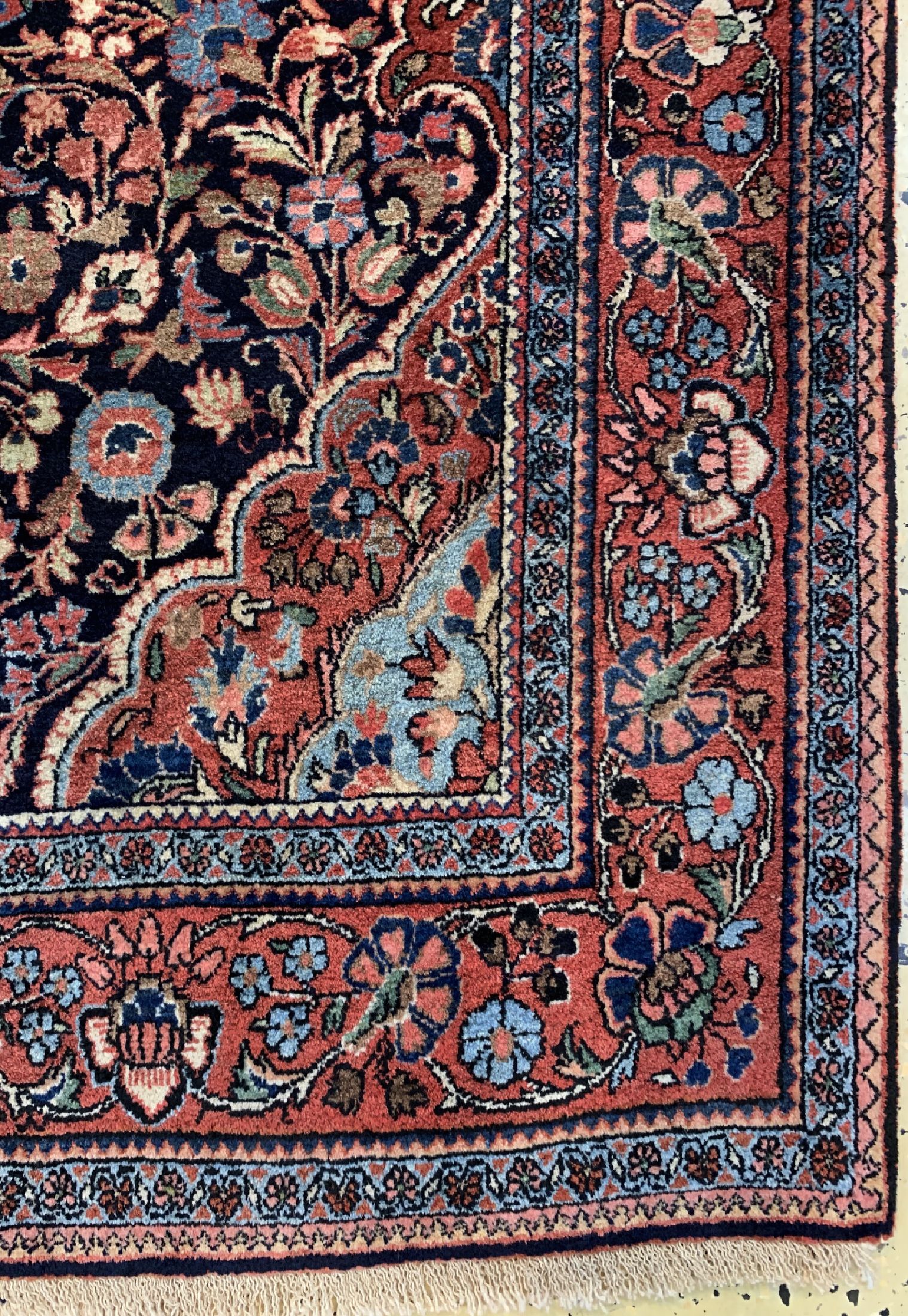 Detail a: Djosan fein alt, Persien, um 1930, Korkwolle auf Baumwolle, ca. 212 x 130 cm, EHZ: 2, (2 kleine Restaurierungen)