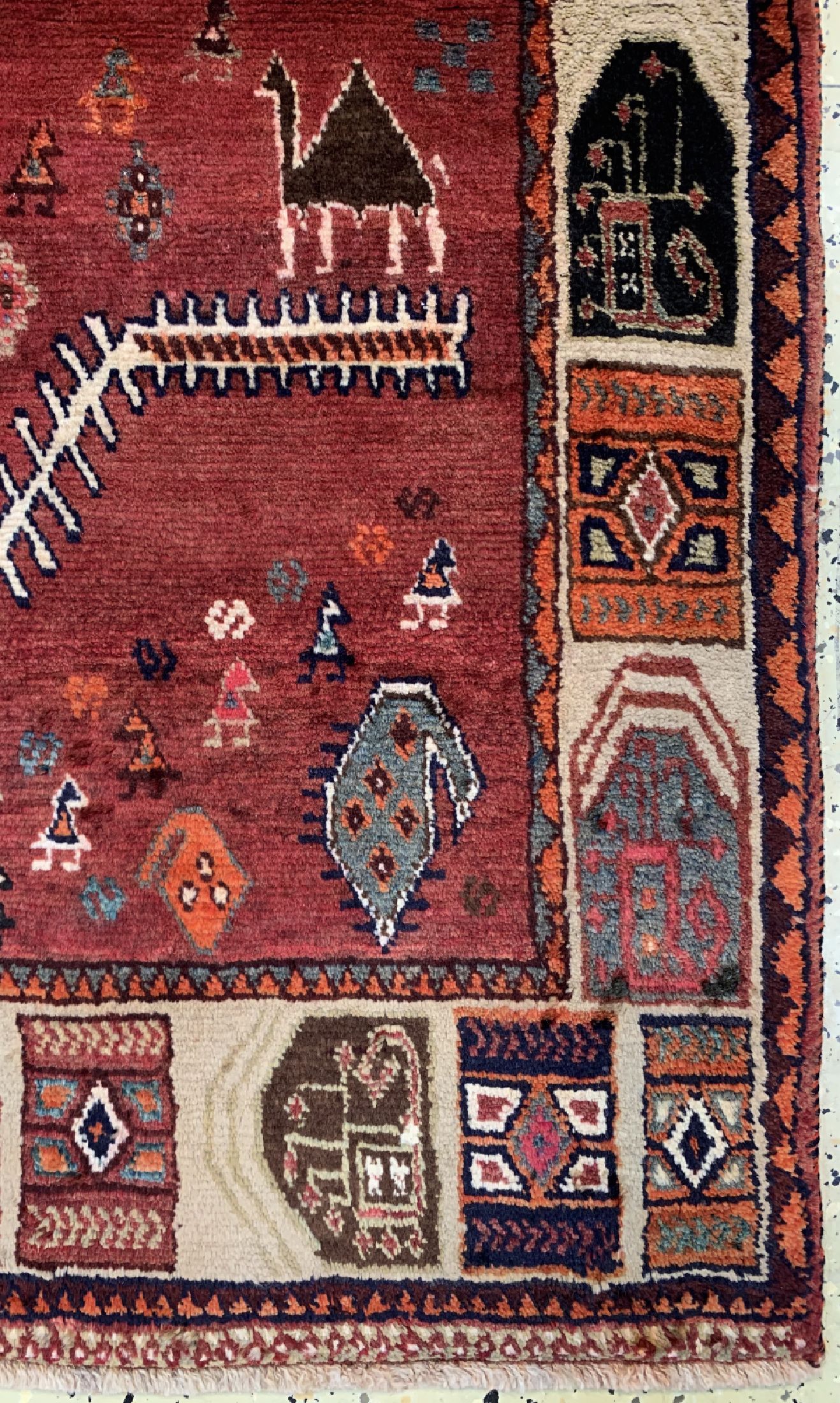 Detail a: Gabbeh alt"Lebensbaum", Persien, ca. 60 Jahre, Wolle auf Wolle, ca. 152 x 123 cm, EHZ:2