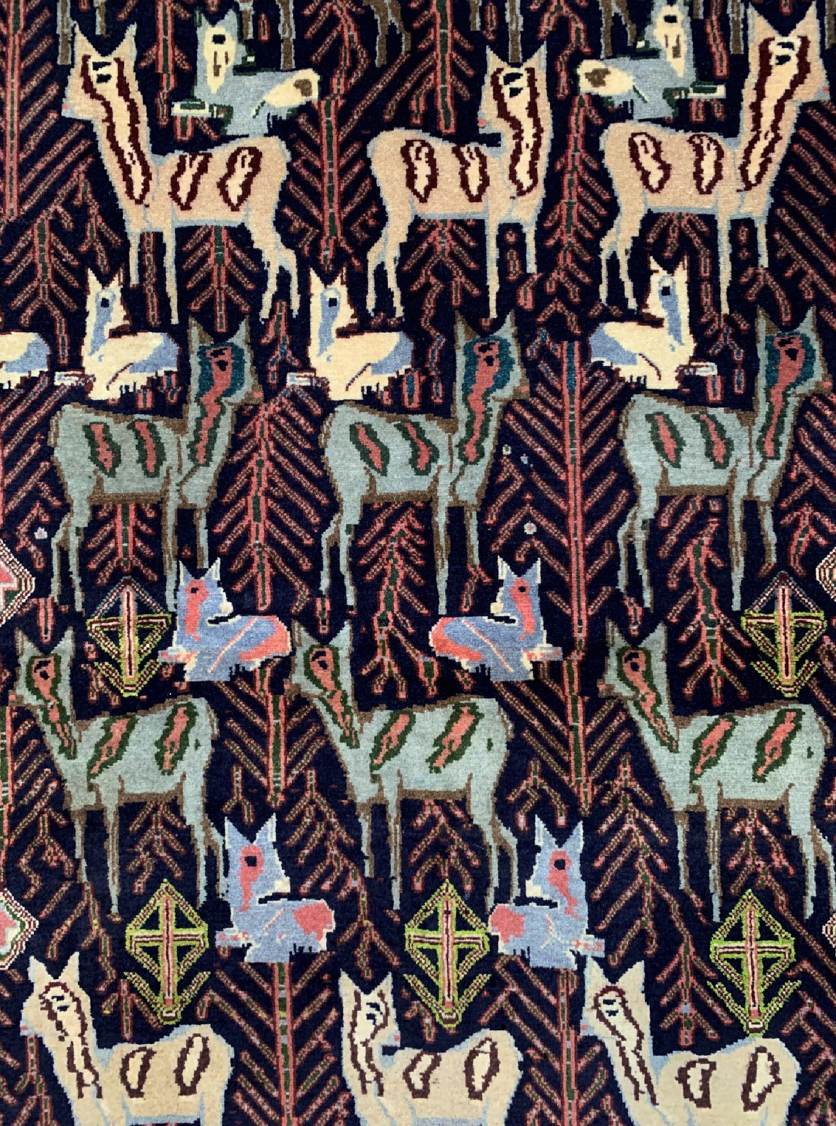Detail c: Senneh fein, Persien, ca. 50 Jahre, Korkwolle auf Baumwolle, ca. 180 x 123 cm, EHZ: 2