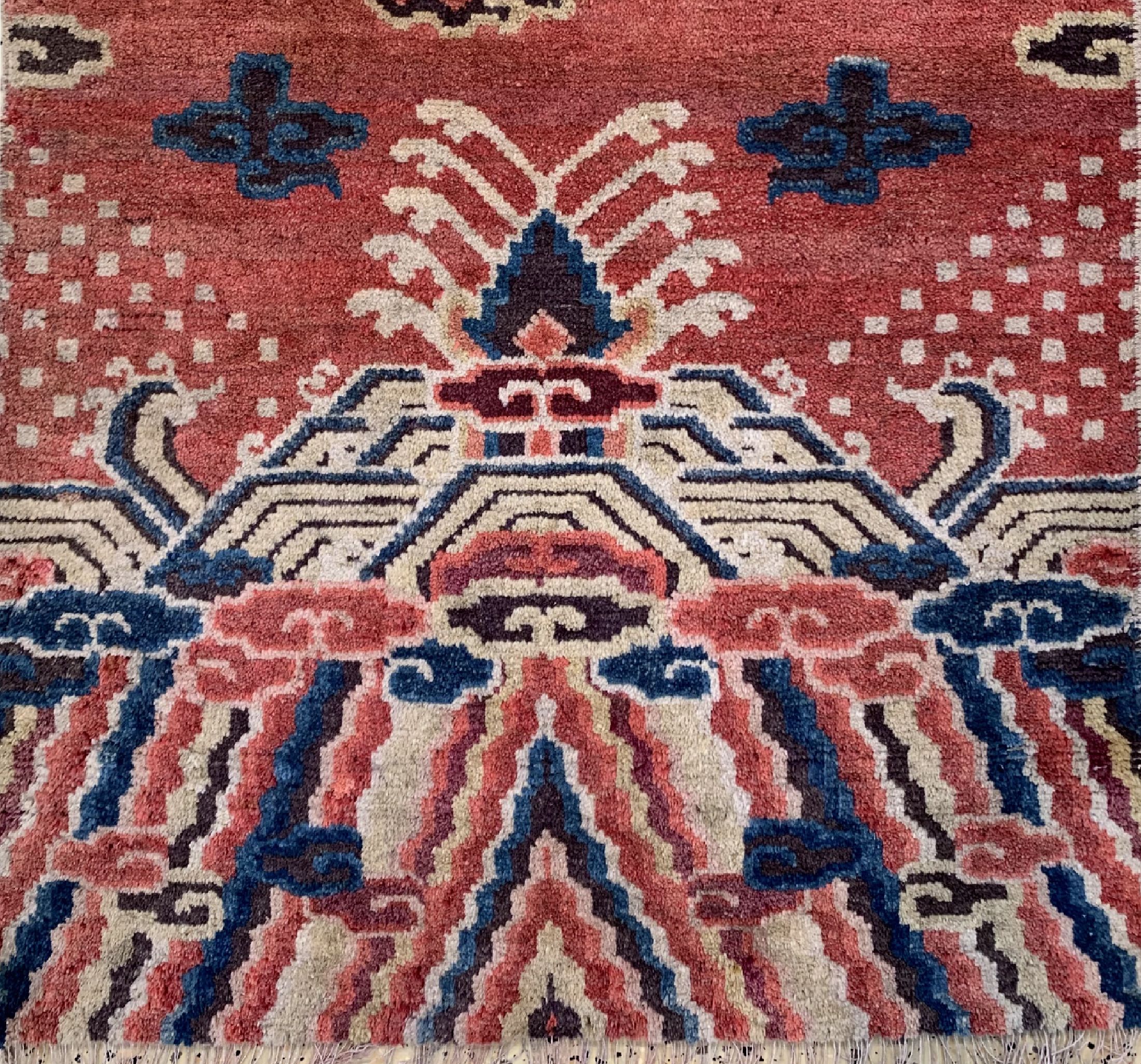 Detail a: Antiker Säulenteppich, China, 19.Jhd, Wolleauf Baumwolle, ca. 215 x 68 cm, EHZ: 2