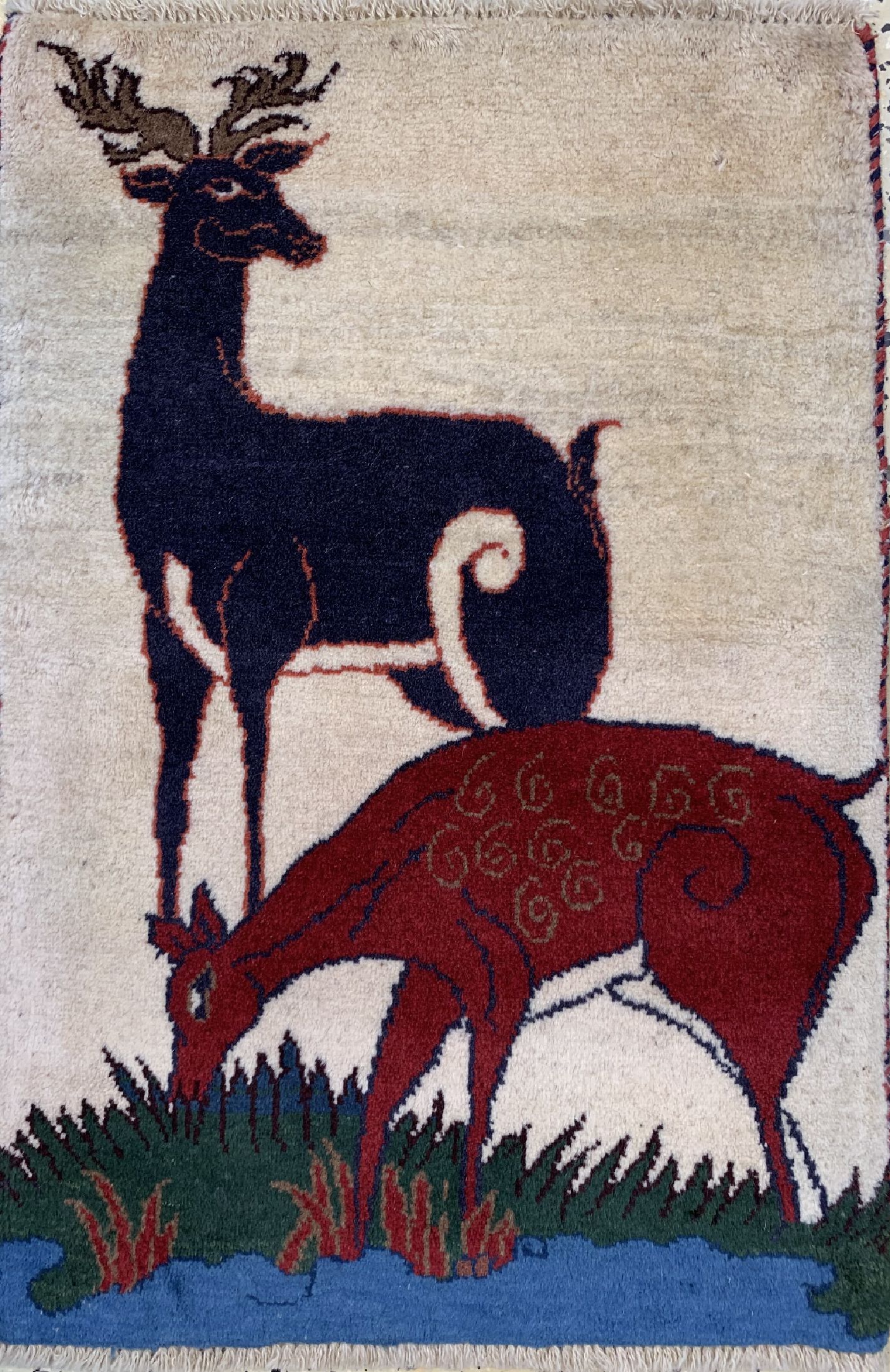 Detail a: 2 Lots Gabbeh alt, Persien, ca. 60 Jahre, Wolle auf Wolle, ca. 84 x 53 cm, EHZ: 2