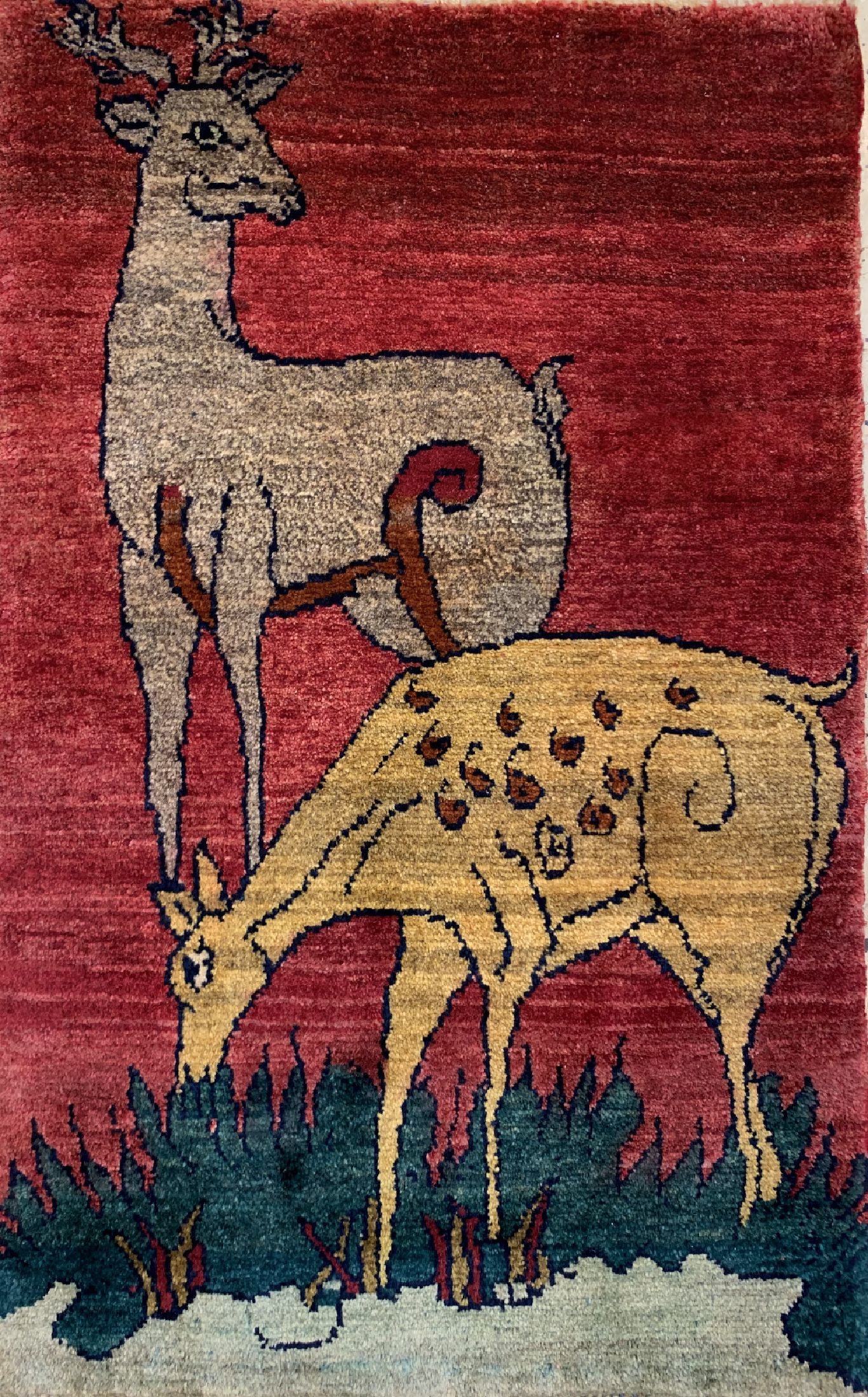 Detail c: 2 Lots Gabbeh alt, Persien, ca. 60 Jahre, Wolle auf Wolle, ca. 84 x 53 cm, EHZ: 2