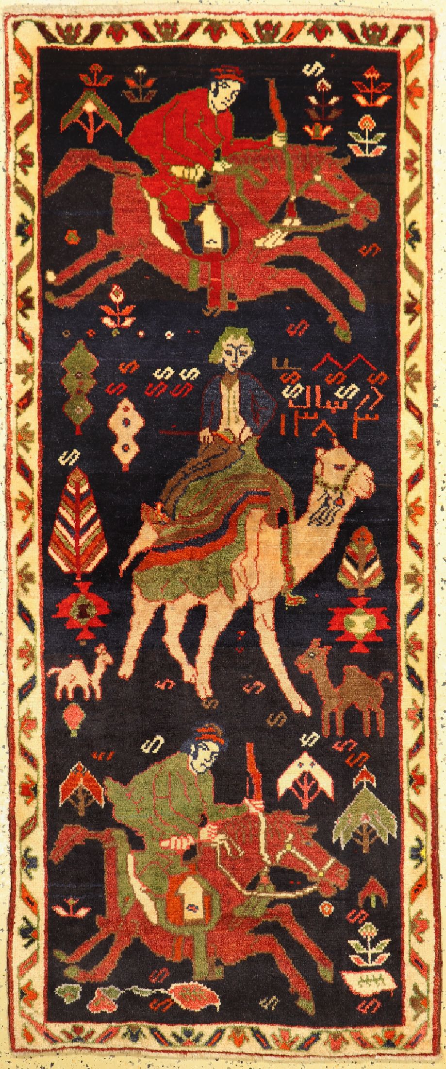 Gabbeh alt, Persien, datiert(1383) 1962 , Wolle auf Wolle, ca. 192 x 80 cm, EHZ: 2