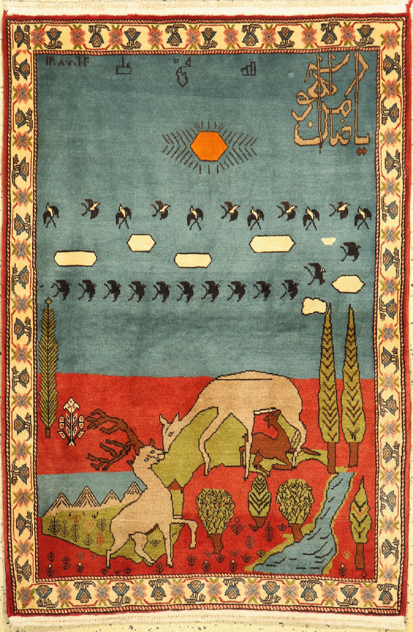 Abadeh Kork fein, Persien, ca. 40 Jahre, Korkwolle auf Baumwolle, ca. 150 x 105 cm, EHZ: 2