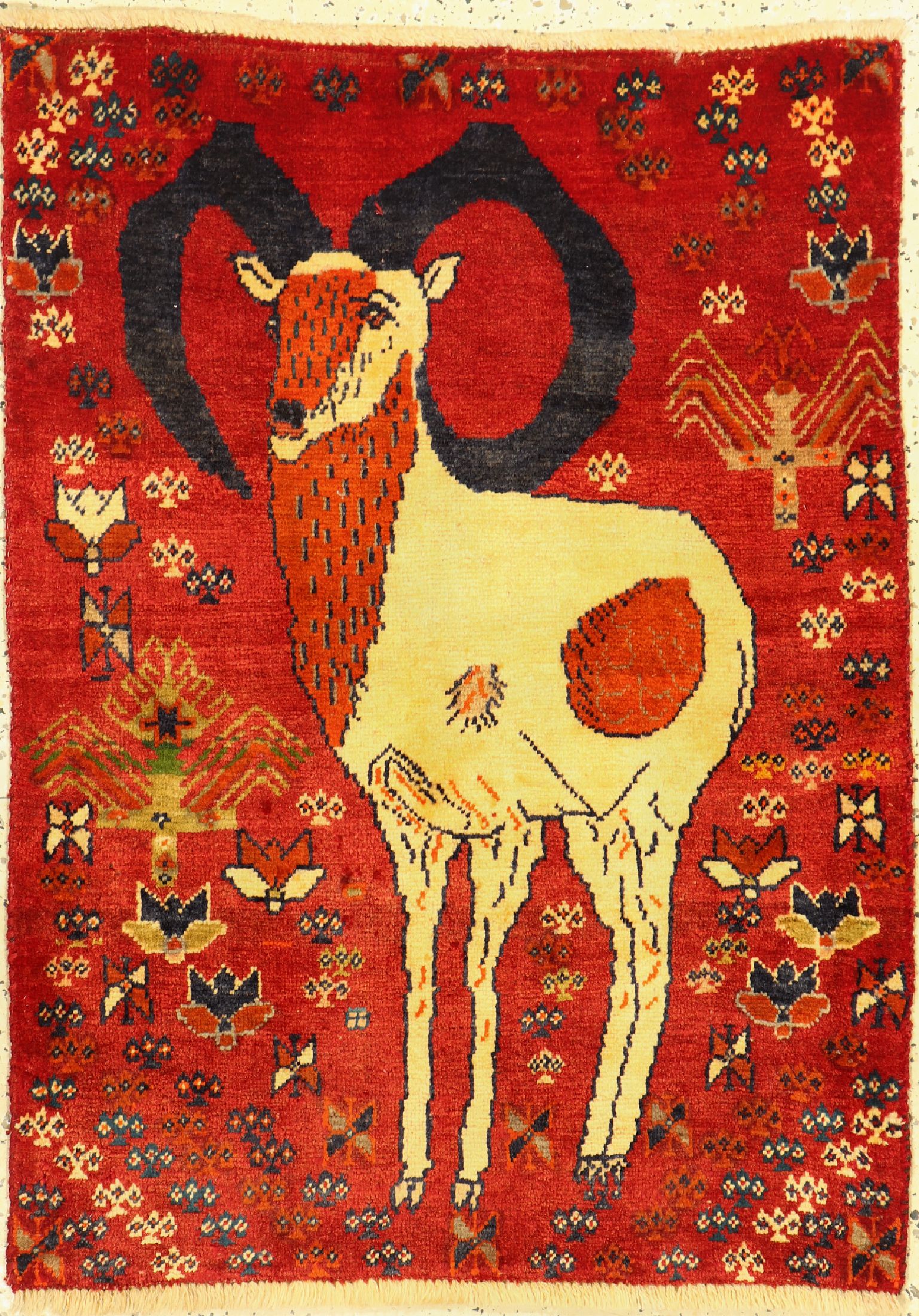 Gabbeh alt, Persien, ca. 60 Jahre, Wolle auf Wolle, ca. 112 x 83 cm, EHZ: 2