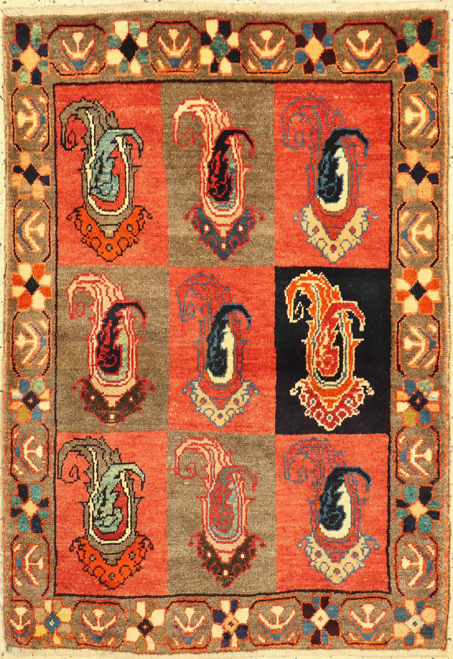 Gabbeh alt, Persien, ca. 60 Jahre, Wolle auf Wolle, ca. 140 x 100 cm, EHZ: 2