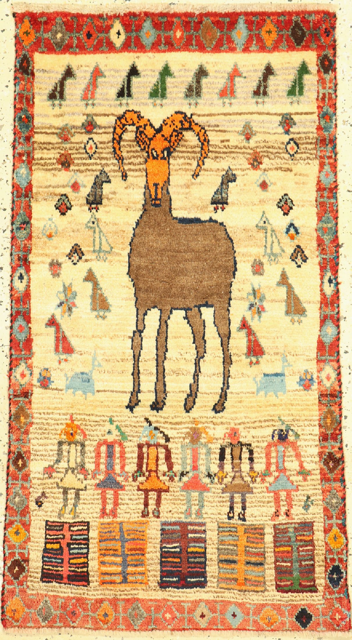 Gabbeh alt, Persien, ca. 60 Jahre, Wolle auf Wolle, ca. 135 x 75 cm, EHZ: 2