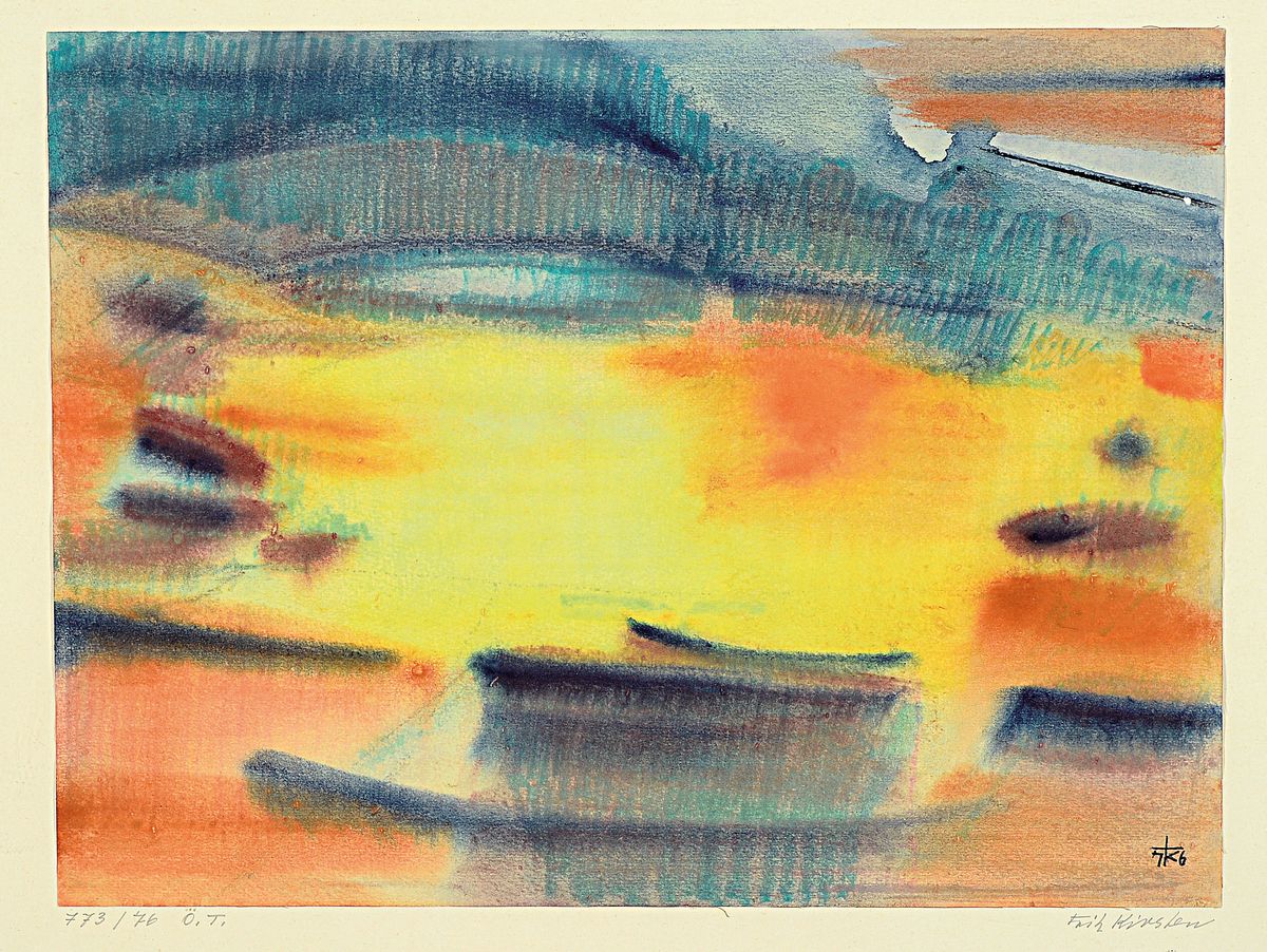 Fritz Kirsten, Maler des 20. Jahrhunderts, Konvolut aus 4 Aquarellen, "Blüte", 1970, 63x47 cm; 3x ohne Titel von 1975/76, je handsigniert ...