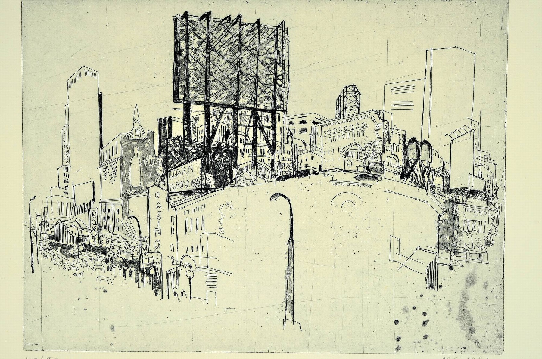 Edmund Blechinger, Salzburg 1922-1989, Radierung, New Yorker Häuserzeile, Ed. 100/150, handsigniert, ungerahmt, 40x53 cm