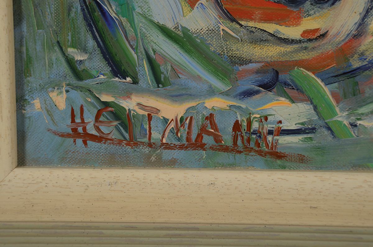 Detail a: Günther Heitmann, geb. 1924 Bremen, Seerosenteich, Öl/Lwd, expressive Spachteltechnik, links unten signiert, ca. 50x60cm, R. ca. 58x68cm