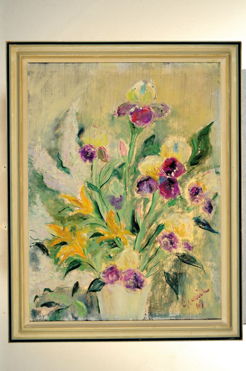 Detail k: Ludwig Straub, 1905 Straubing-1986 Seeheim, Blumenstillleben, Öl/Lwd, rechts unten sign., ca. 80x60cm, R. ca. 92x72cm, Rahmen besch.