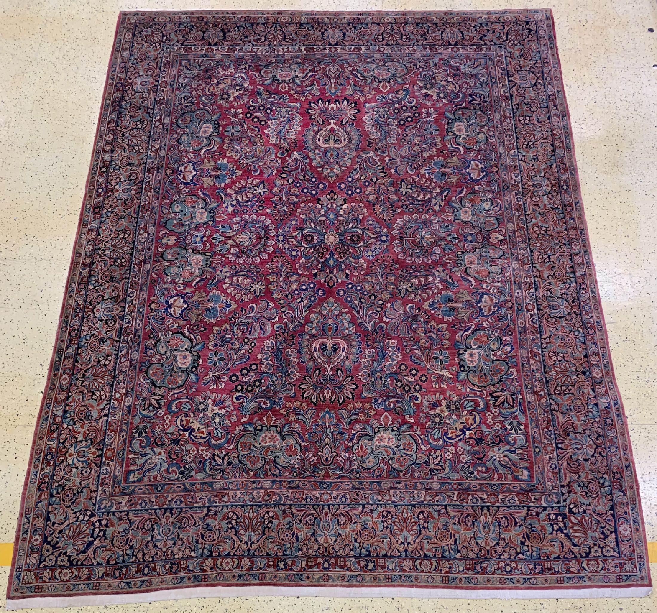 Us Re-Import Sarogh, Persien, um 1930/1940,Korkwolle auf Baumwolle, ca. 430 x 320 cm, EHZ: 2