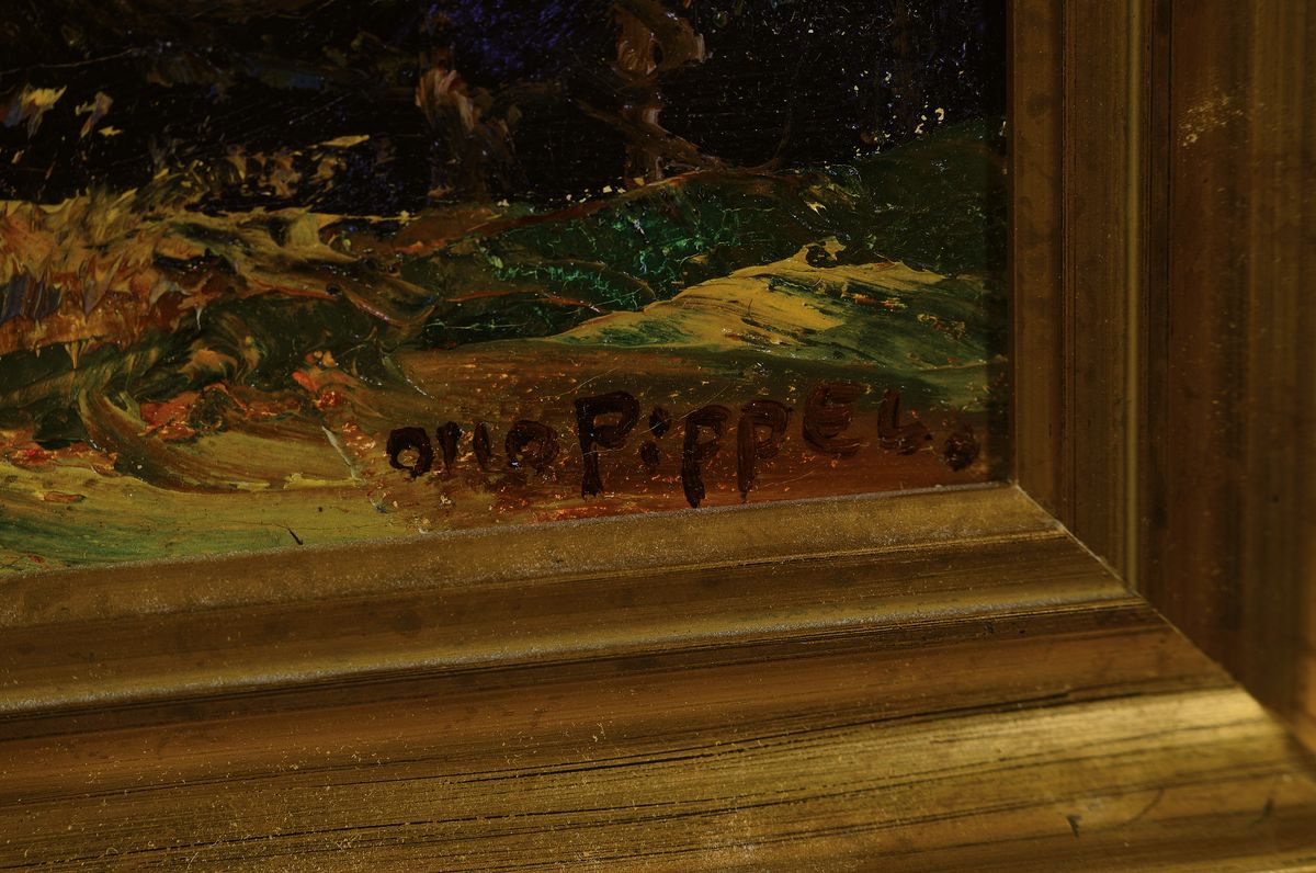 Detail a: Otto Pippel, 1878 Lodz-1960 Planegg, Blick auf Eiger und Mönch, Öl/Lwd, rechts unten signiert, rückseitig betitelt "Eiger u Mönch", ...