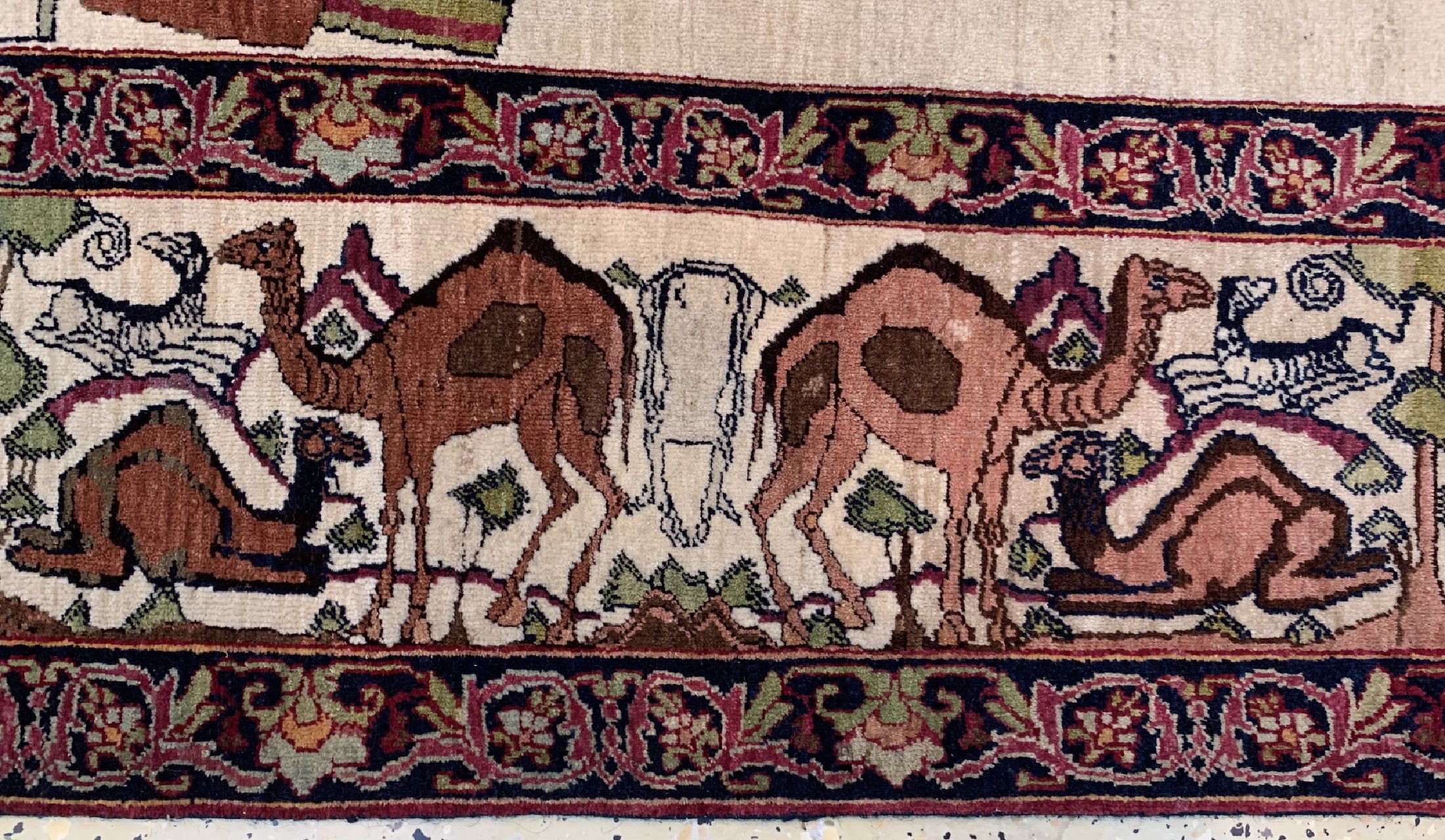 Detail d: Antiker Kerman Persien, "Nader Shah Afshar" , 19.Jhd, Wolle auf Baumwolle, ca. 225 x 143 cm, EHZ: 2, (2 kleine Restaurierungen)