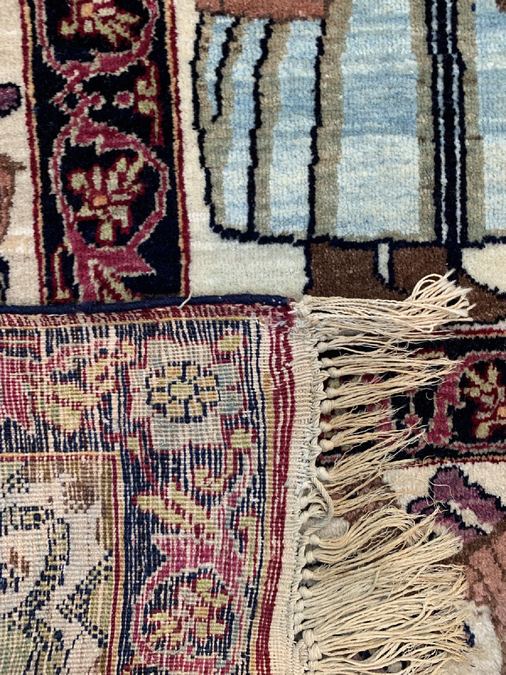 Detail f: Antiker Kerman Persien, "Nader Shah Afshar" , 19.Jhd, Wolle auf Baumwolle, ca. 225 x 143 cm, EHZ: 2, (2 kleine Restaurierungen)