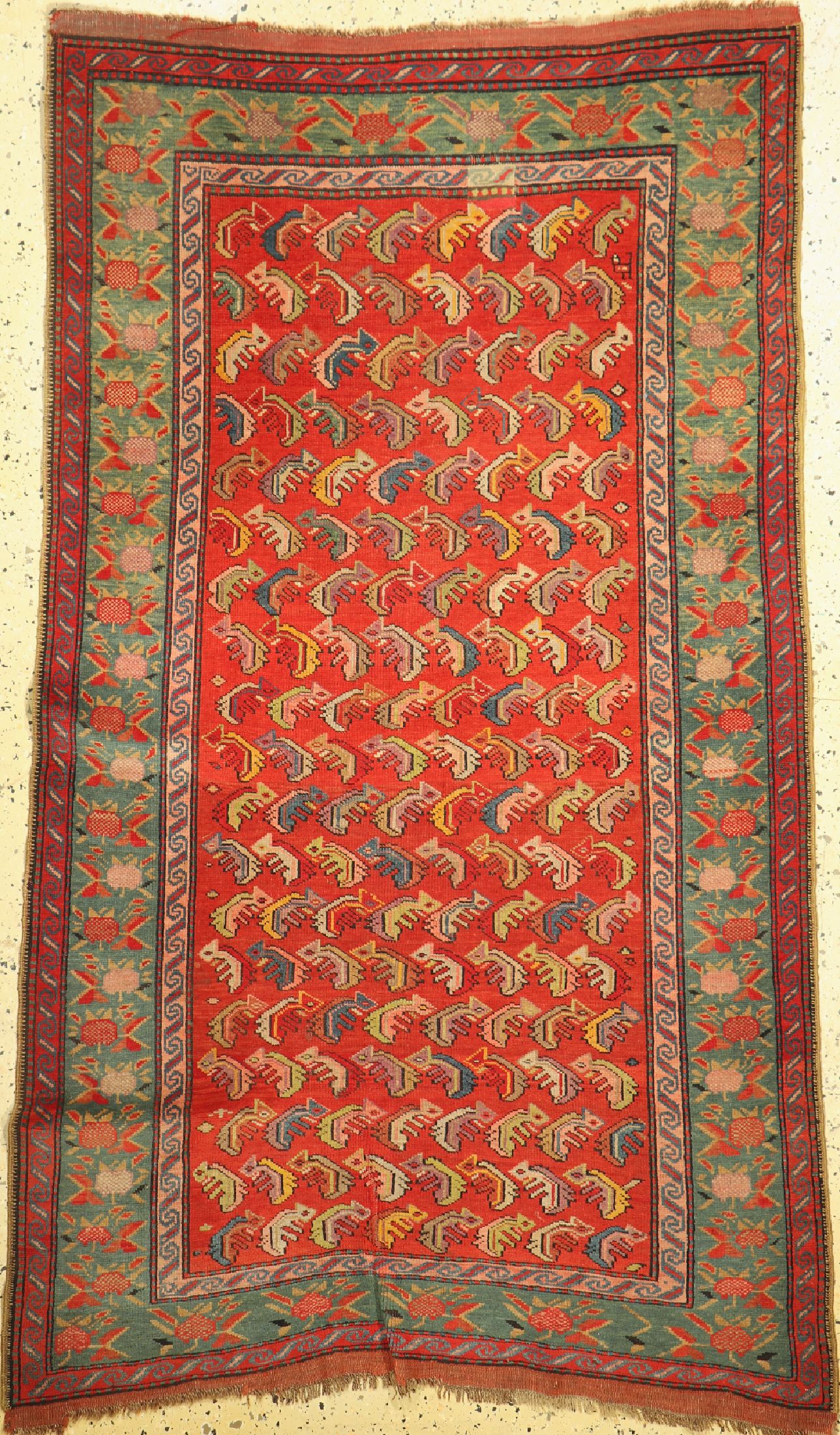 Karabagh antik, Kaukasus, um 1900, Wolle auf Wolle, ca. 200 x 122 cm, EHZ: 3(verzogen)