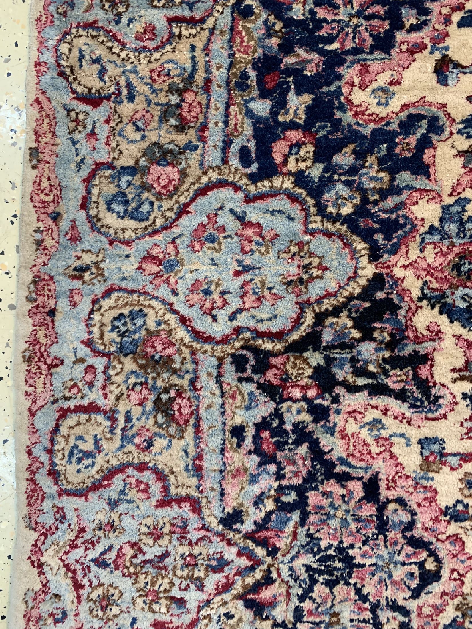 Detail d: Us Re-Import Kerman Lawar, Persien, um 1900, Wolle auf Baumwolle, ca. 304 x 250 cm, EHZ: 2