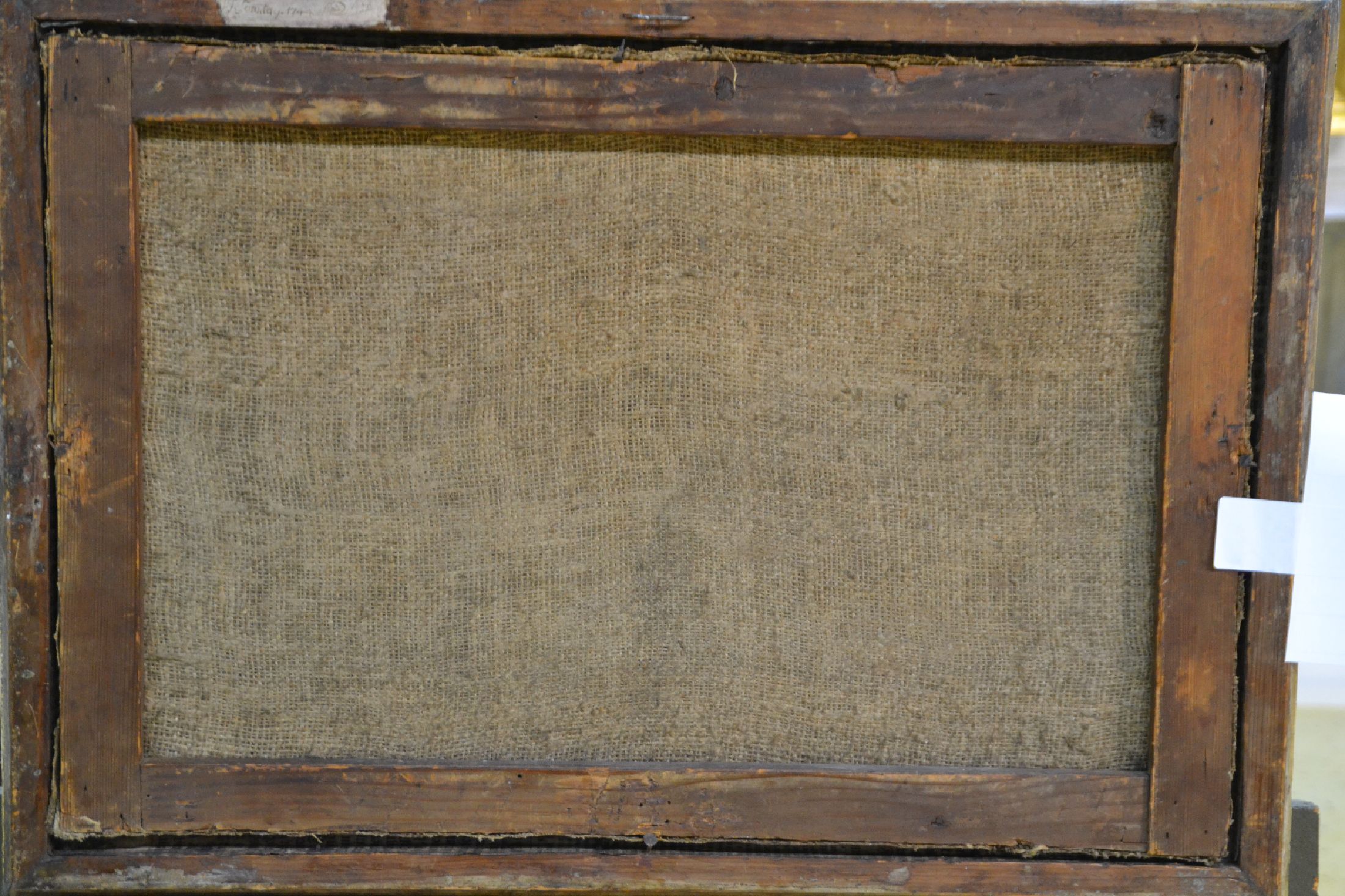 Detail e: Zuschreibung: Johann Tobias Sonntag, 1716-1774 Darmstadt, ebene Landschaft mit Parforcejagd auf einen Hirsch, Öl/Lwd, restauriert, doubliert, verso ...